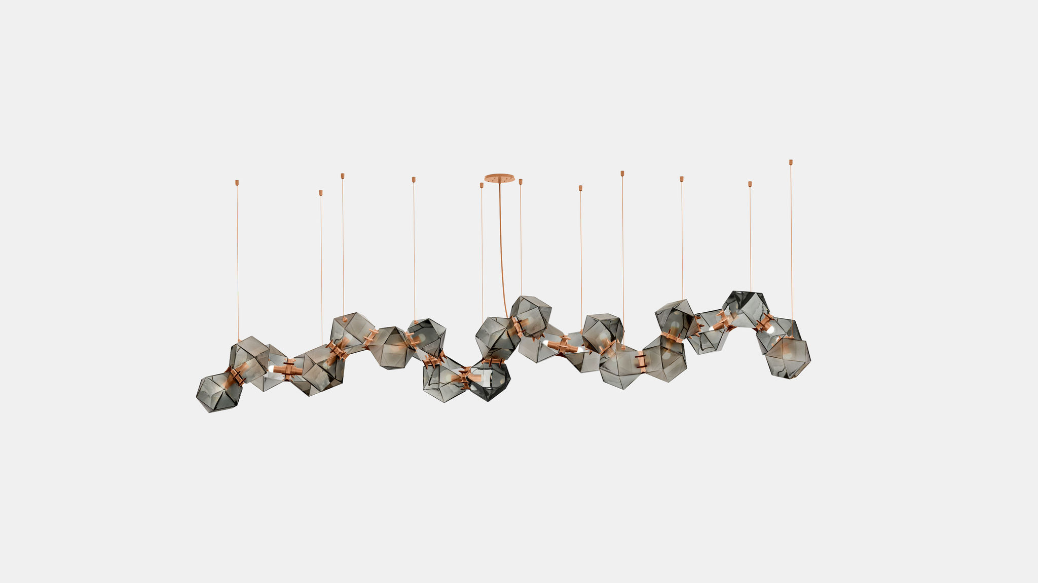 Twentieth GabrielScott WELLES GlassChandelier22 Smoked Copper