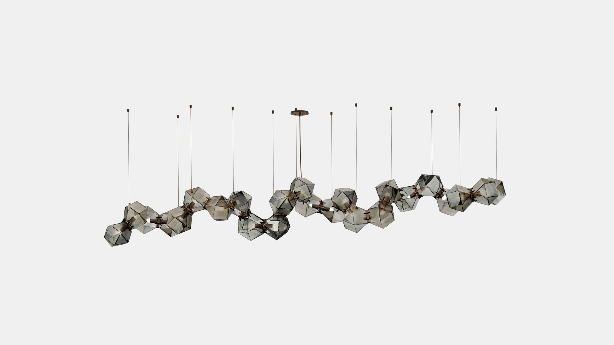 Twentieth GabrielScott WELLES GlassChandelier24 Smoked Bronze