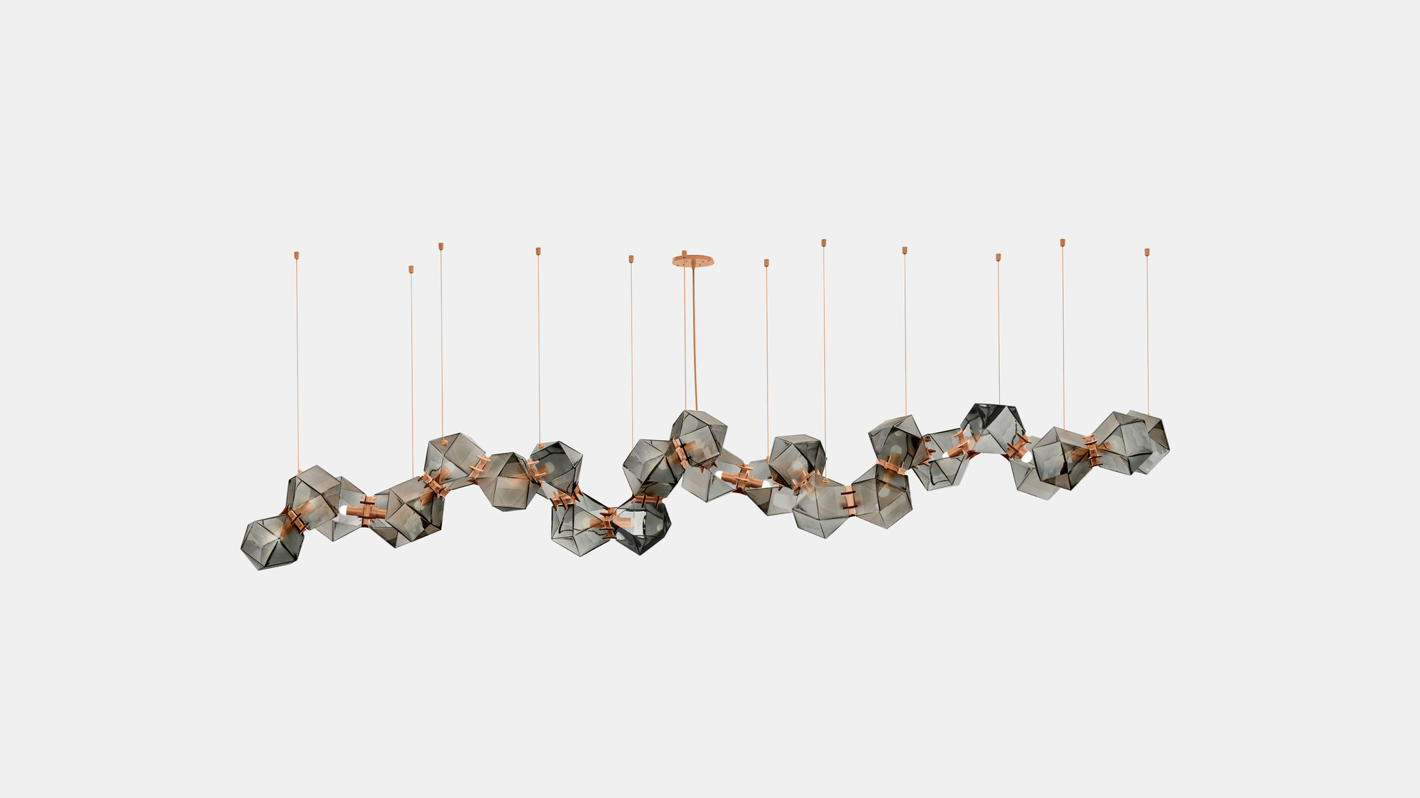 Twentieth GabrielScott WELLES GlassChandelier24 Smoked Copper