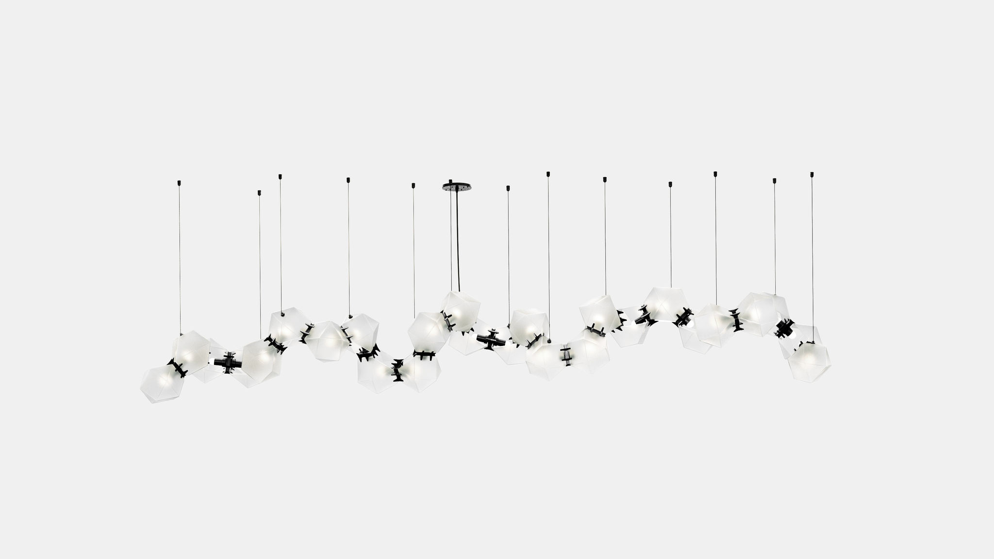 Twentieth GabrielScott WELLES GlassChandelier26 Alabaster Black