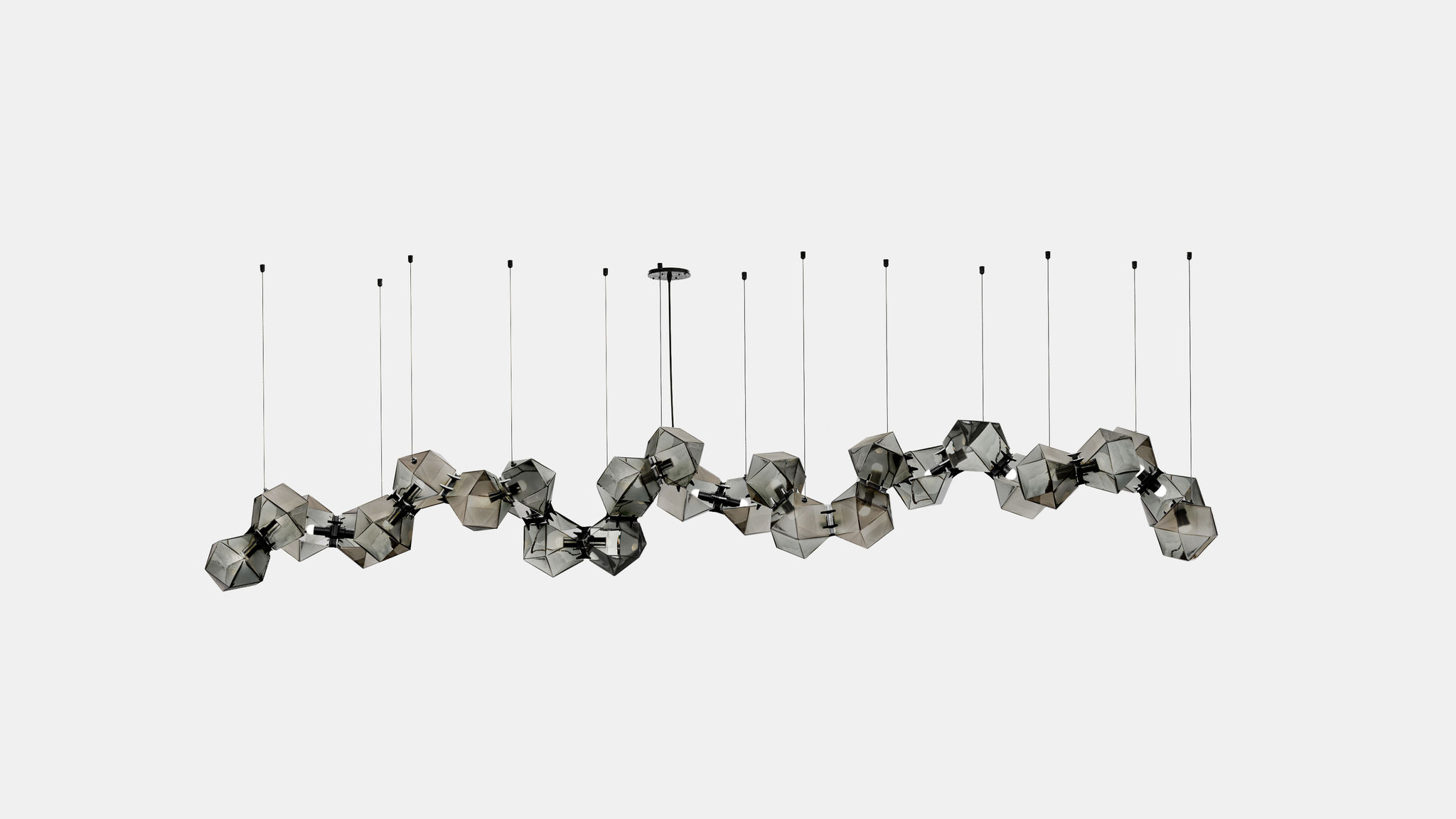 Twentieth GabrielScott WELLES GlassChandelier26 Smoked Black