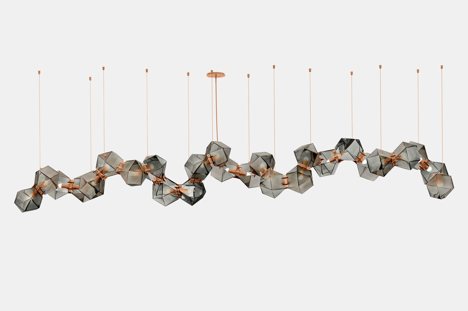 Twentieth GabrielScott WELLES GlassChandelier26 Smoked Copper
