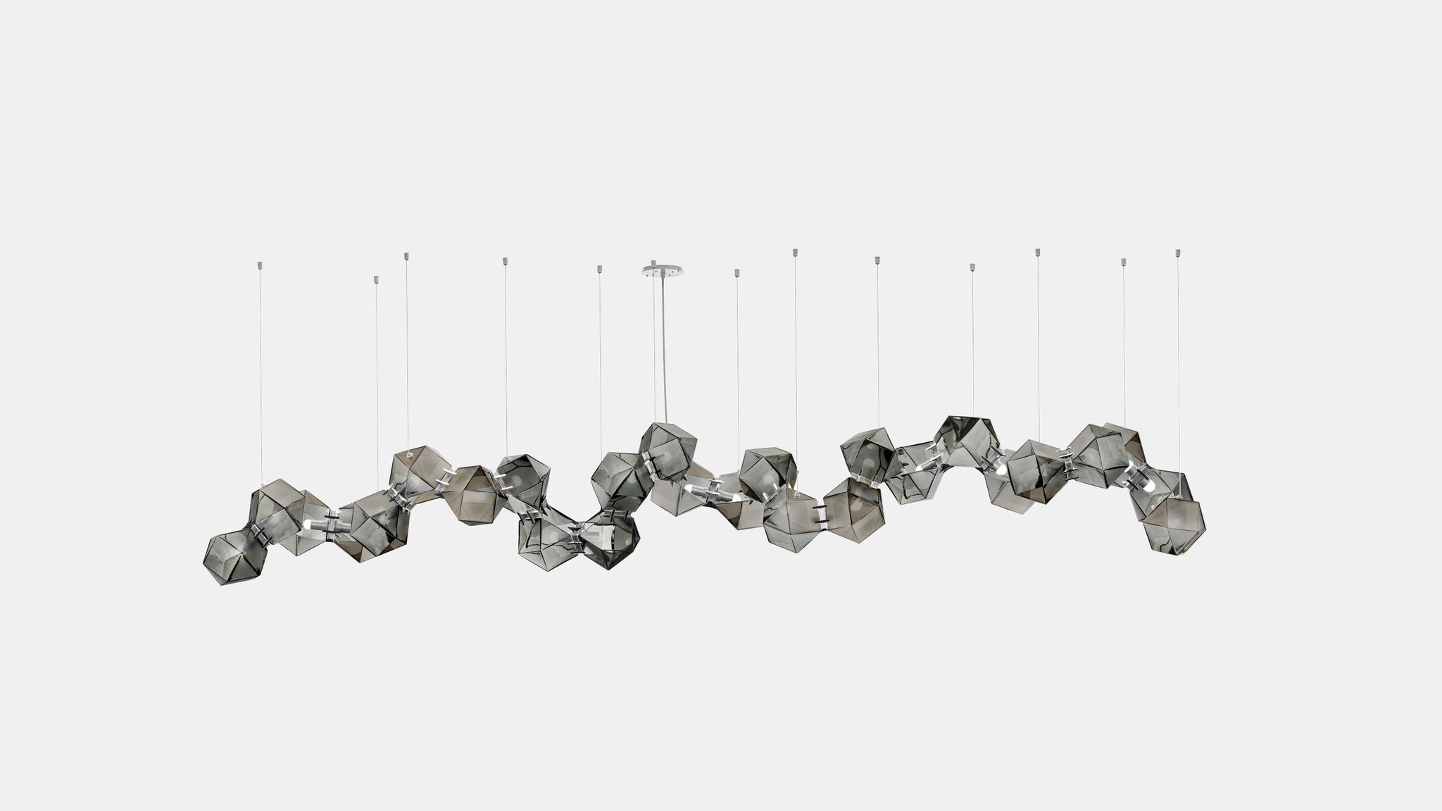 Twentieth GabrielScott WELLES GlassChandelier26 Smoked Nickel