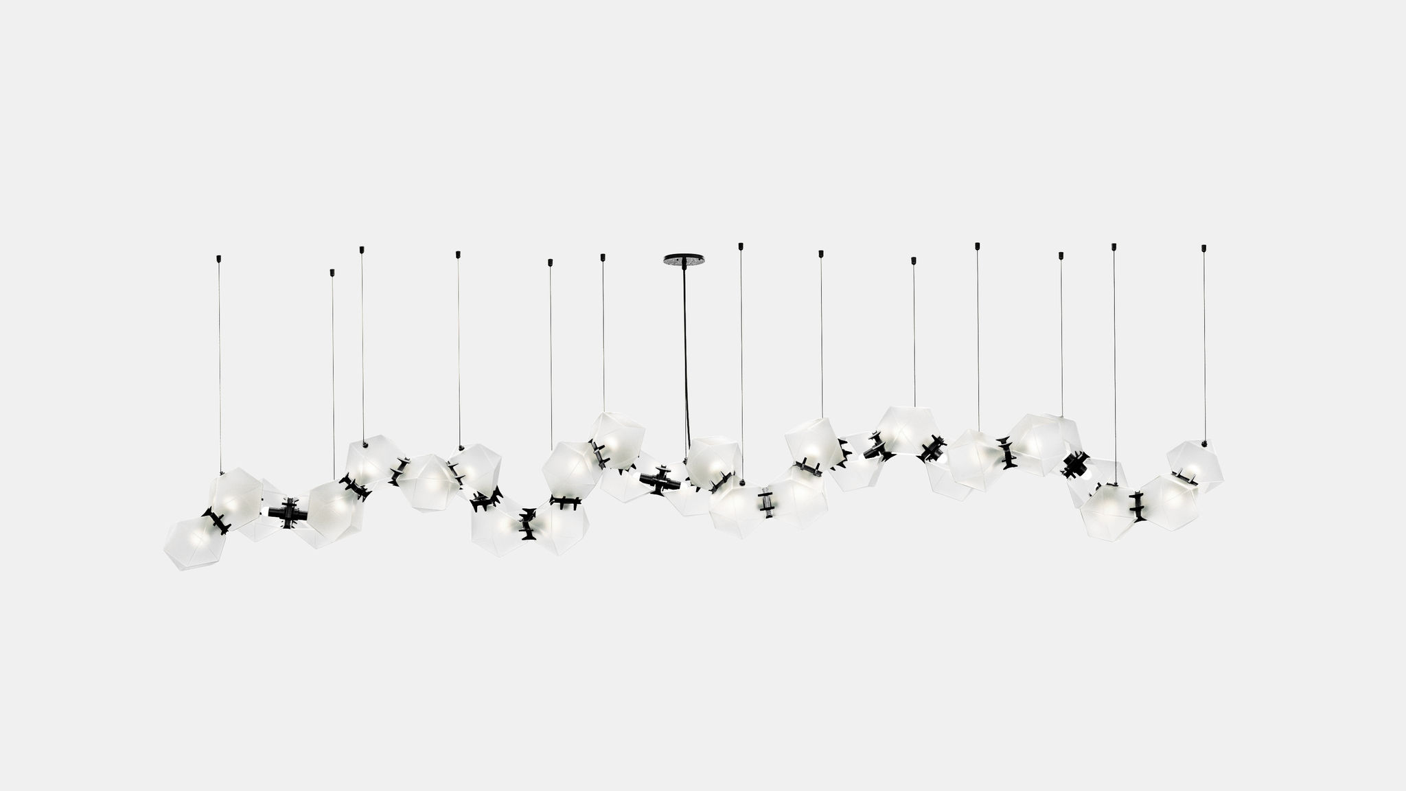 Twentieth GabrielScott WELLES GlassChandelier28 Alabaster Black