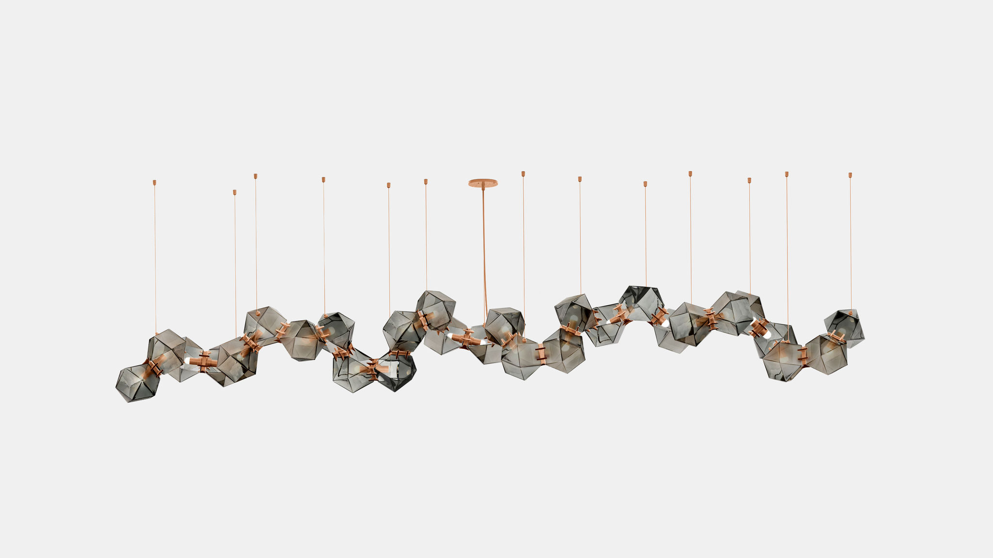 Twentieth GabrielScott WELLES GlassChandelier28 Smoked Copper