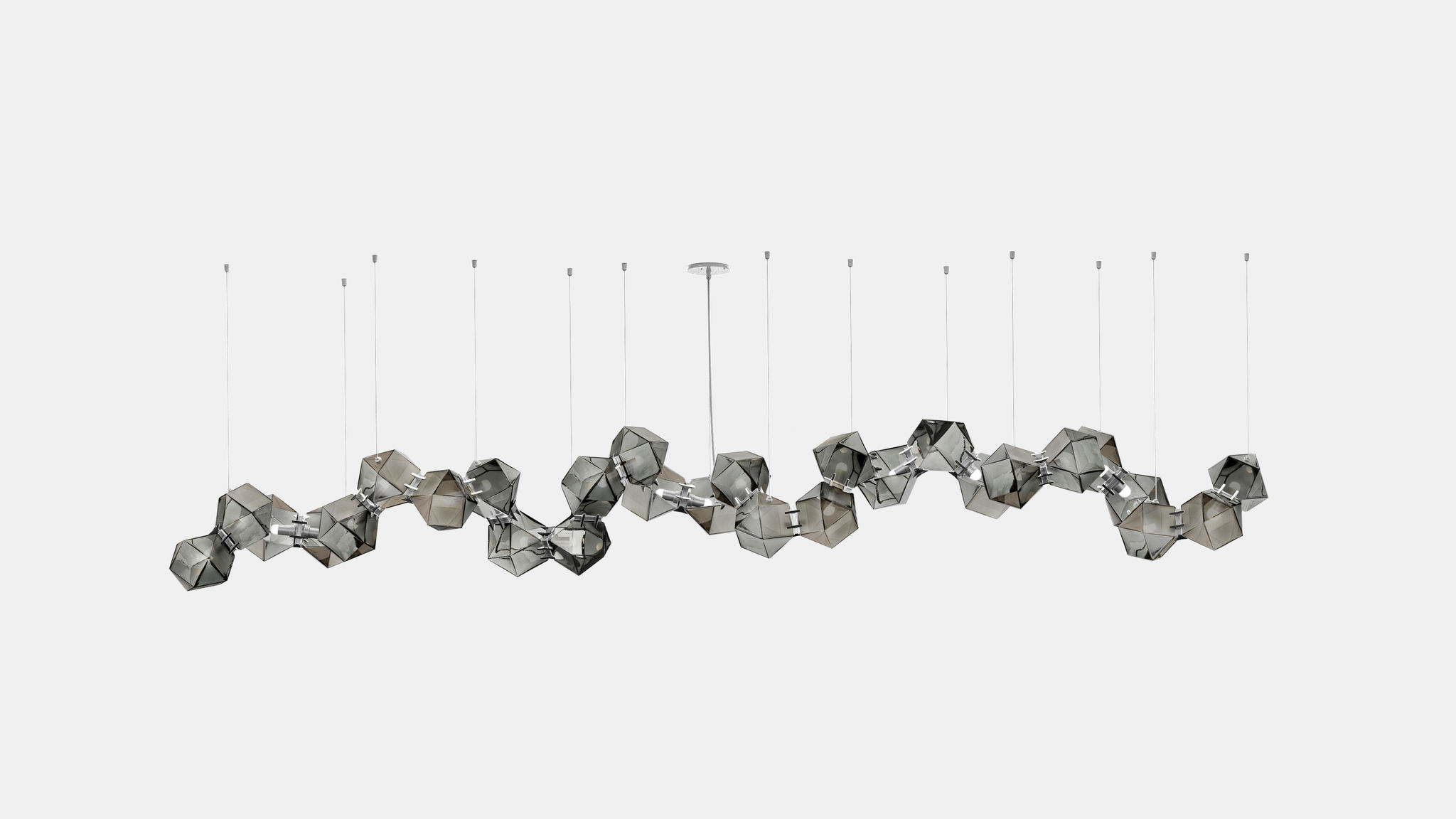 Twentieth GabrielScott WELLES GlassChandelier28 Smoked Nickel