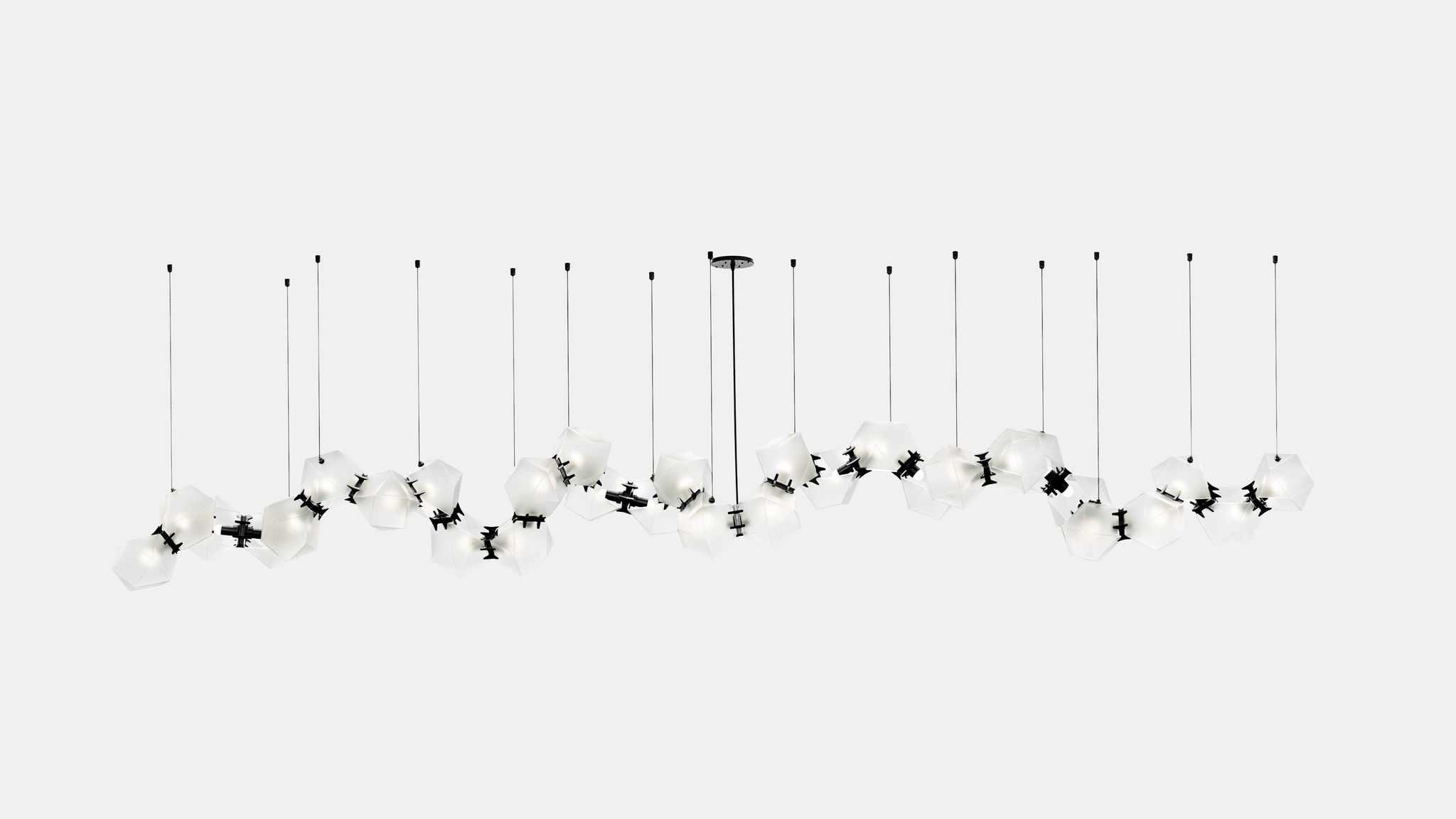 Twentieth GabrielScott WELLES GlassChandelier30 Alabaster Black