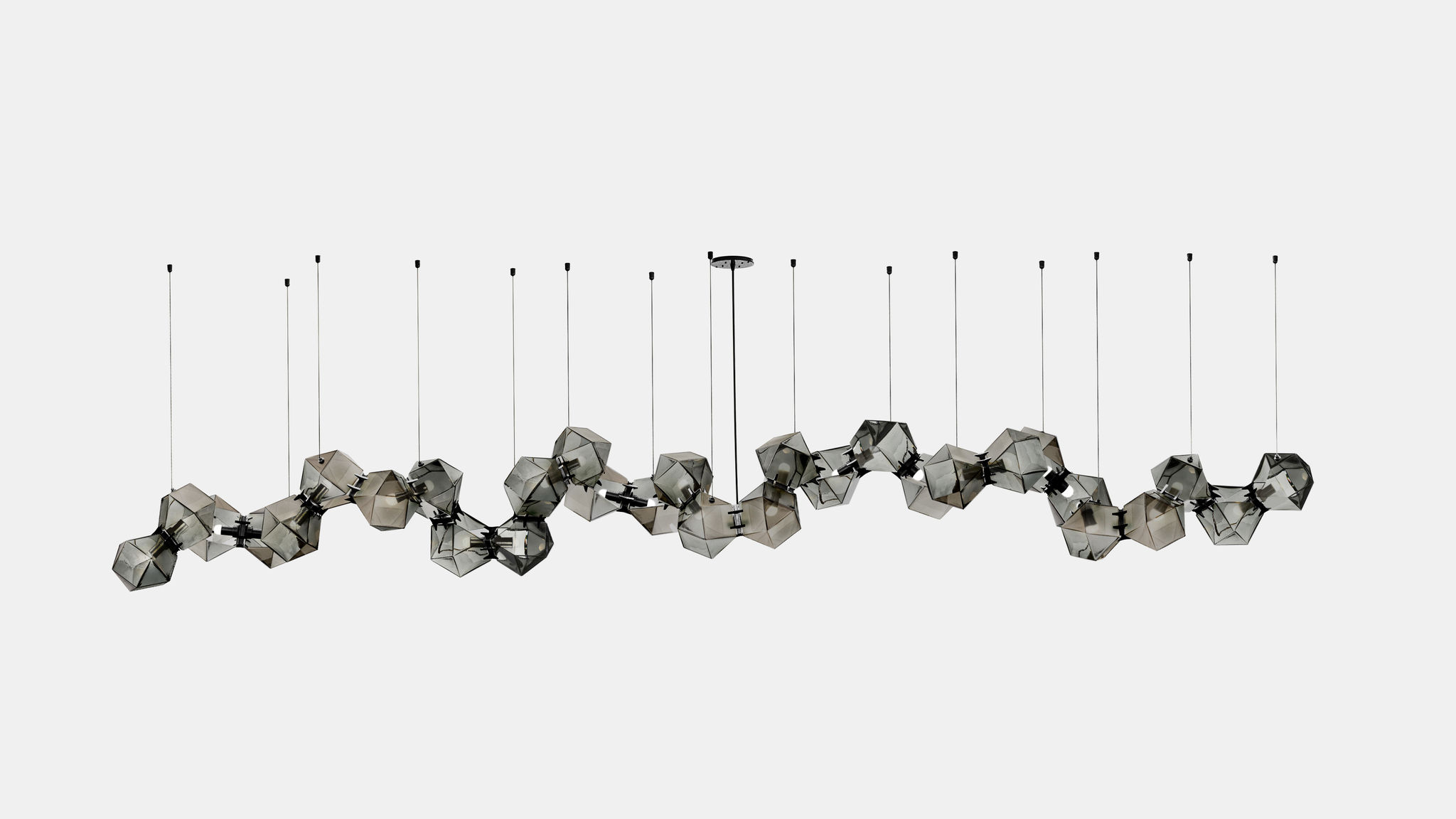 Twentieth GabrielScott WELLES GlassChandelier30 Smoked Black