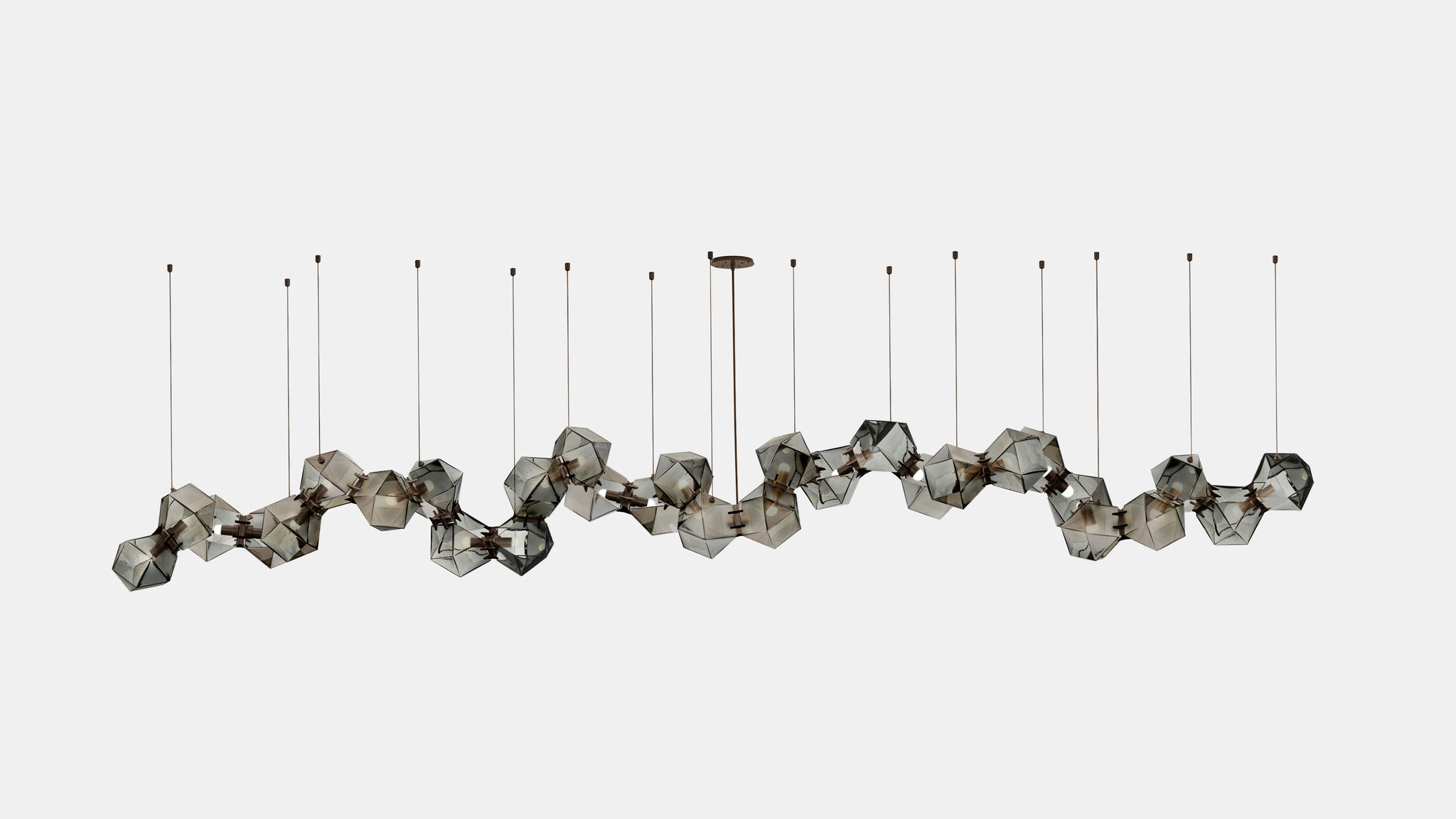 Twentieth GabrielScott WELLES GlassChandelier30 Smoked Bronze