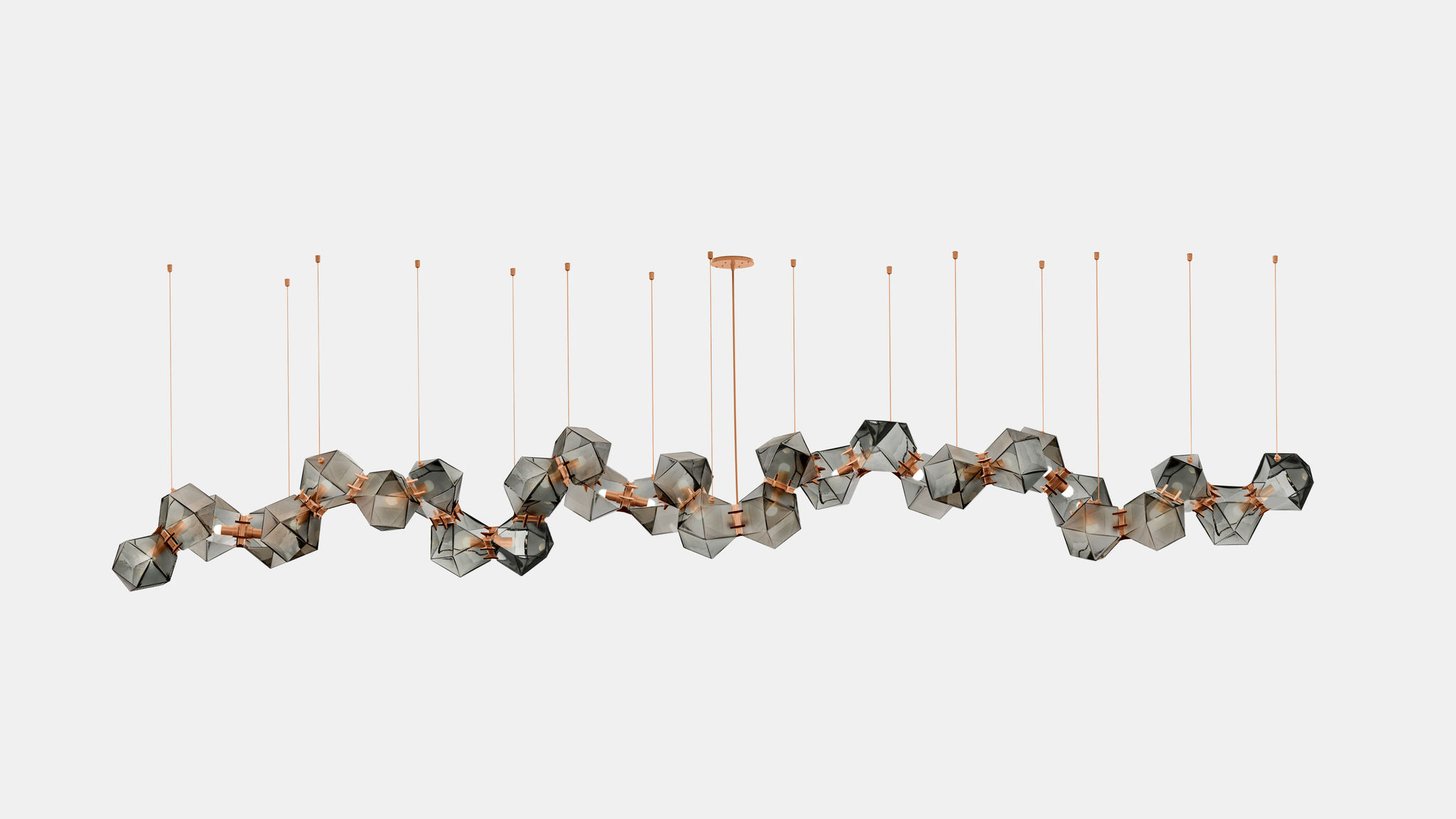 Twentieth GabrielScott WELLES GlassChandelier30 Smoked Copper