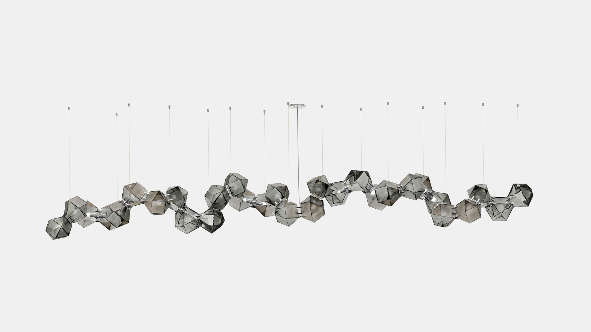 Twentieth GabrielScott WELLES GlassChandelier30 Smoked Nickel