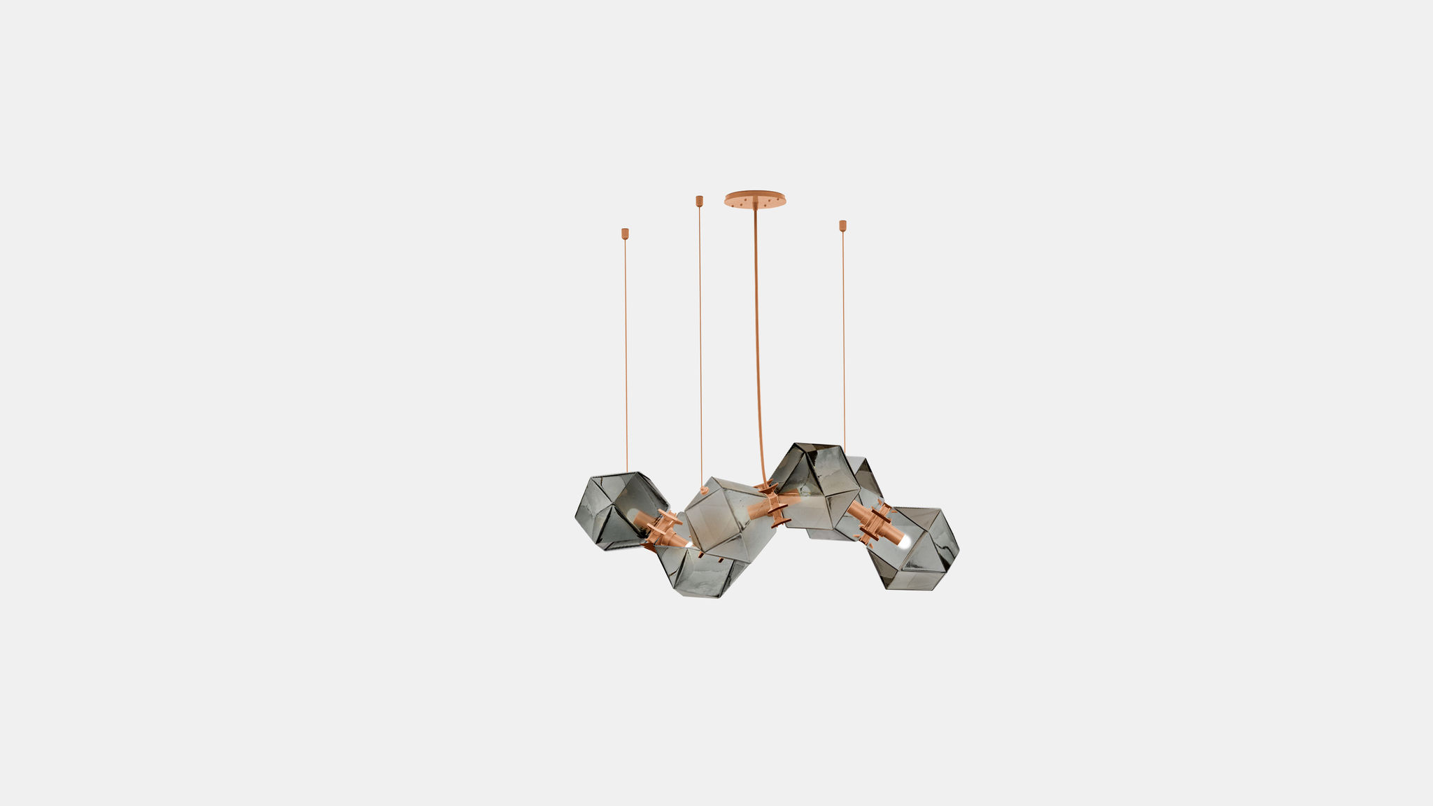 Twentieth GabrielScott WELLES GlassChandelier6 Smoked Copper
