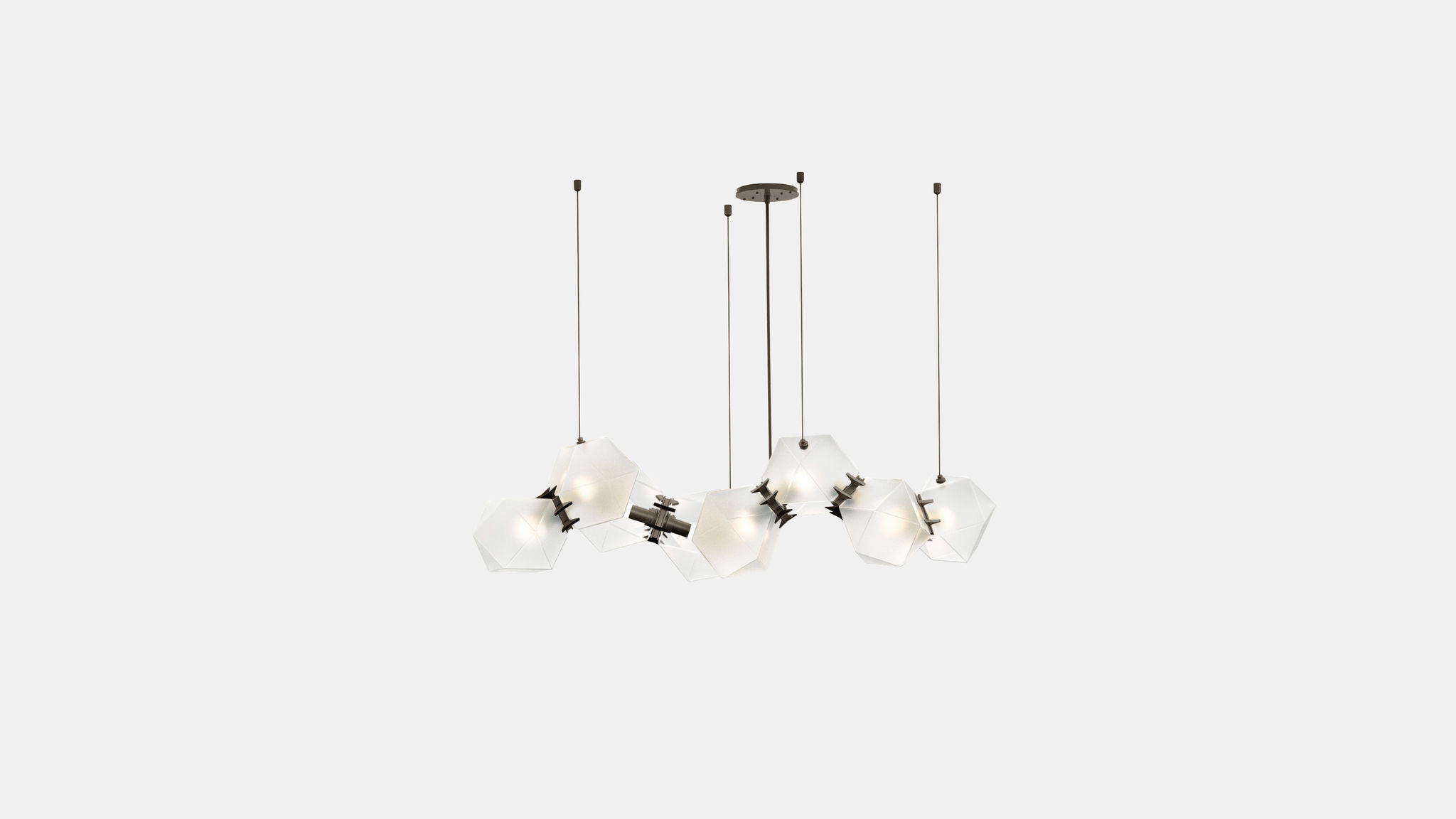 Twentieth GabrielScott WELLES GlassChandelier8 Alabaster Bronze