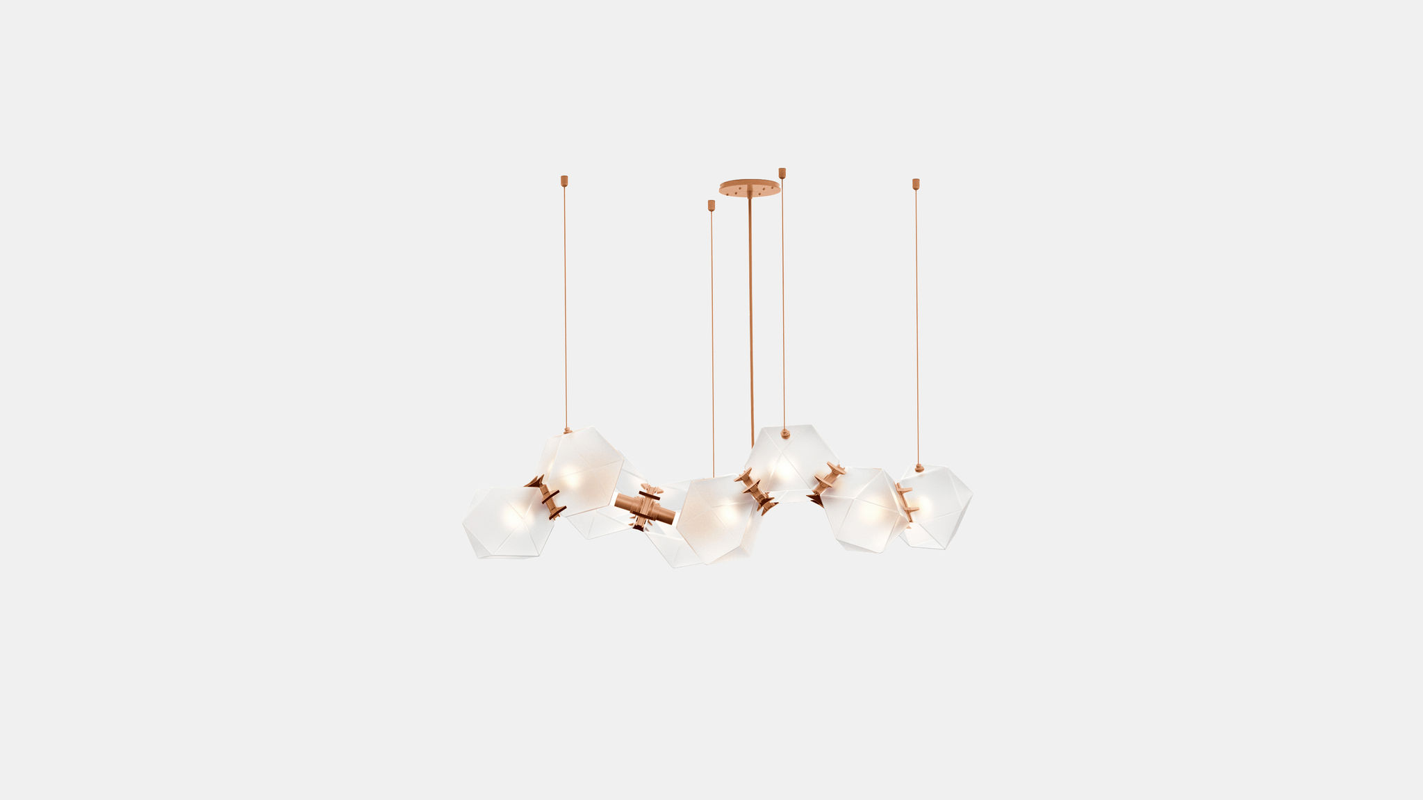 Twentieth GabrielScott WELLES GlassChandelier8 Alabaster Copper