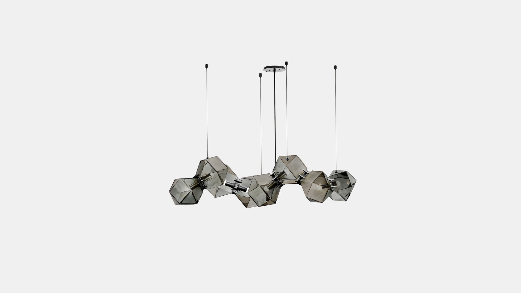 Twentieth GabrielScott WELLES GlassChandelier8 Smoked Black