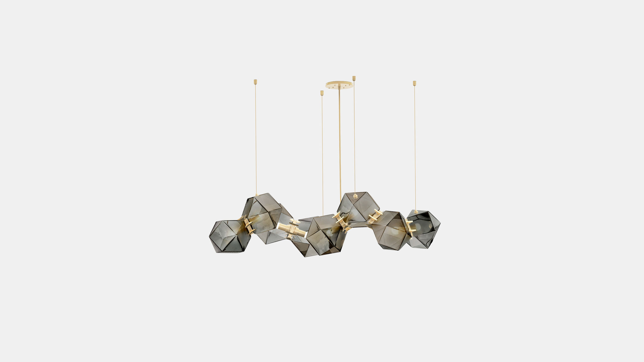 Twentieth GabrielScott WELLES GlassChandelier8 Smoked Brass