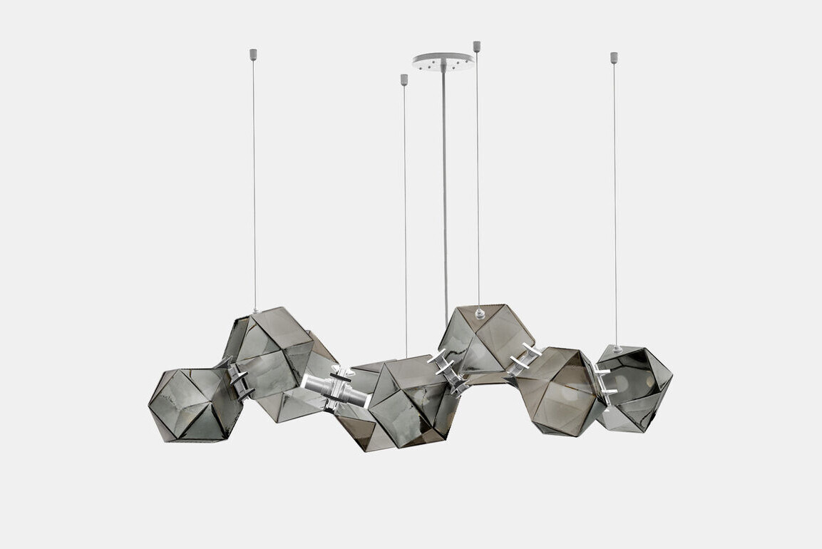 Twentieth GabrielScott WELLES GlassChandelier8 Smoked Nickel