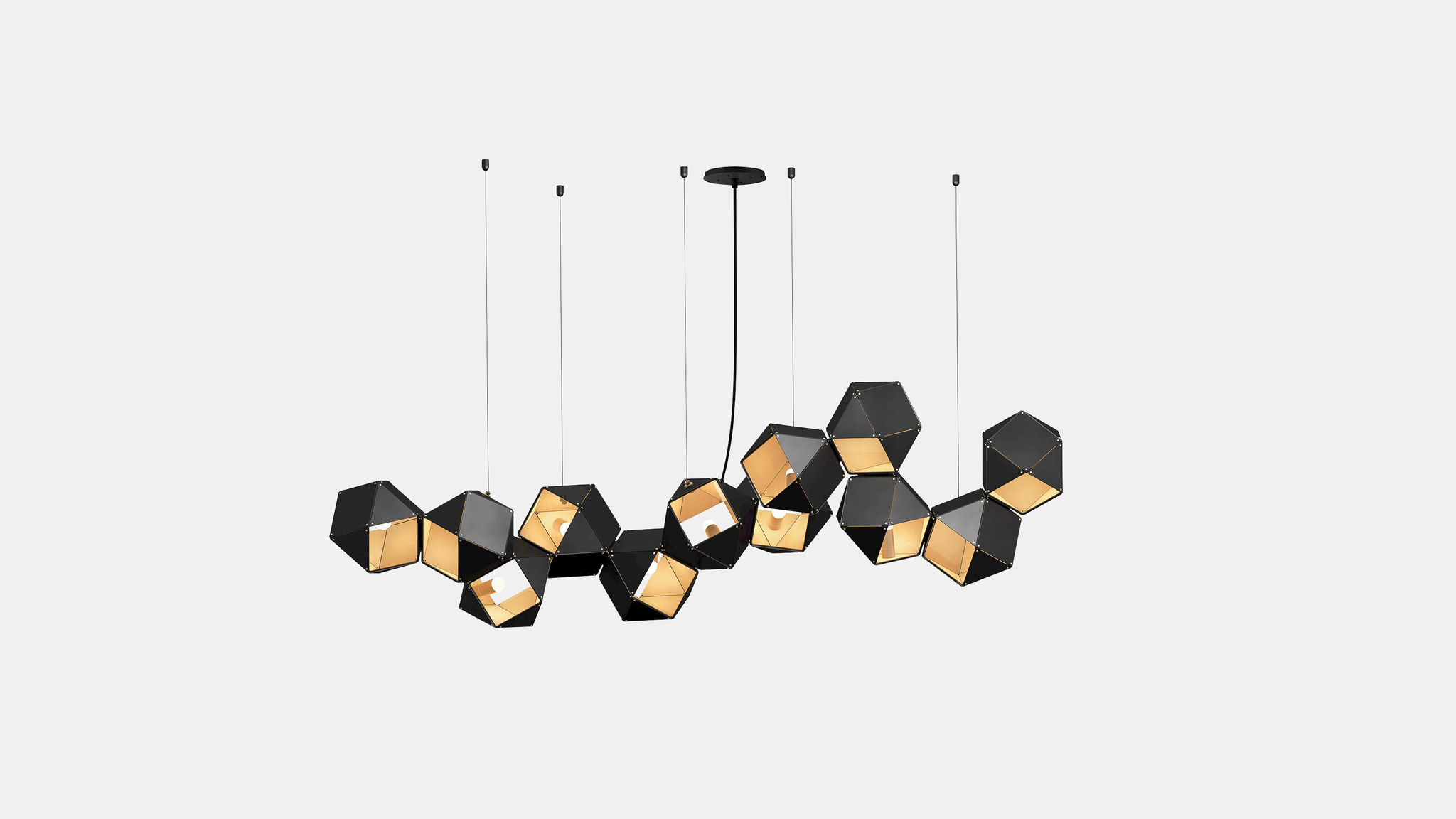 Twentieth GabrielScott WELLES Steel12LongChandelier Black Brass