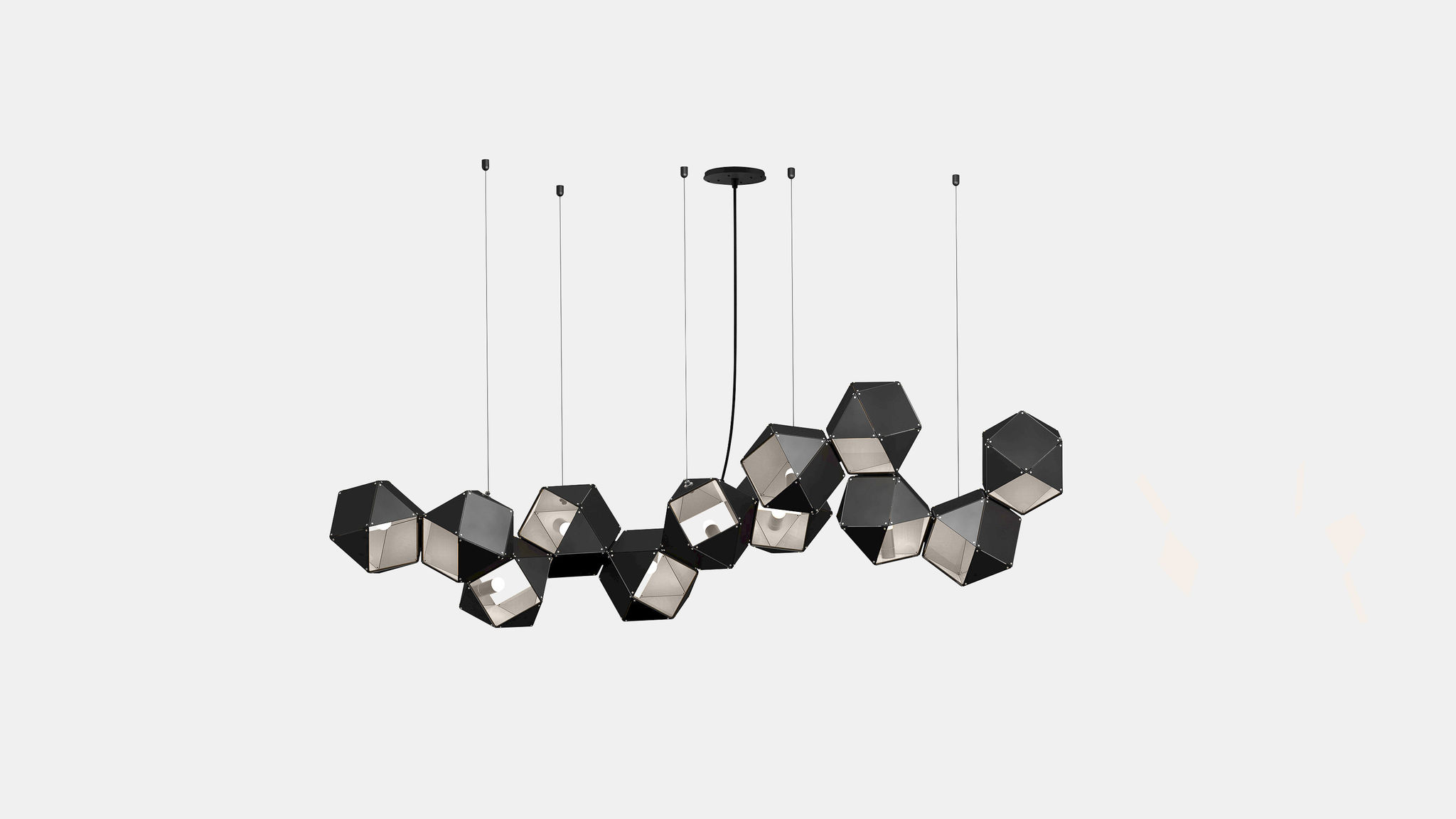 Twentieth GabrielScott WELLES Steel12LongChandelier Black Nickel