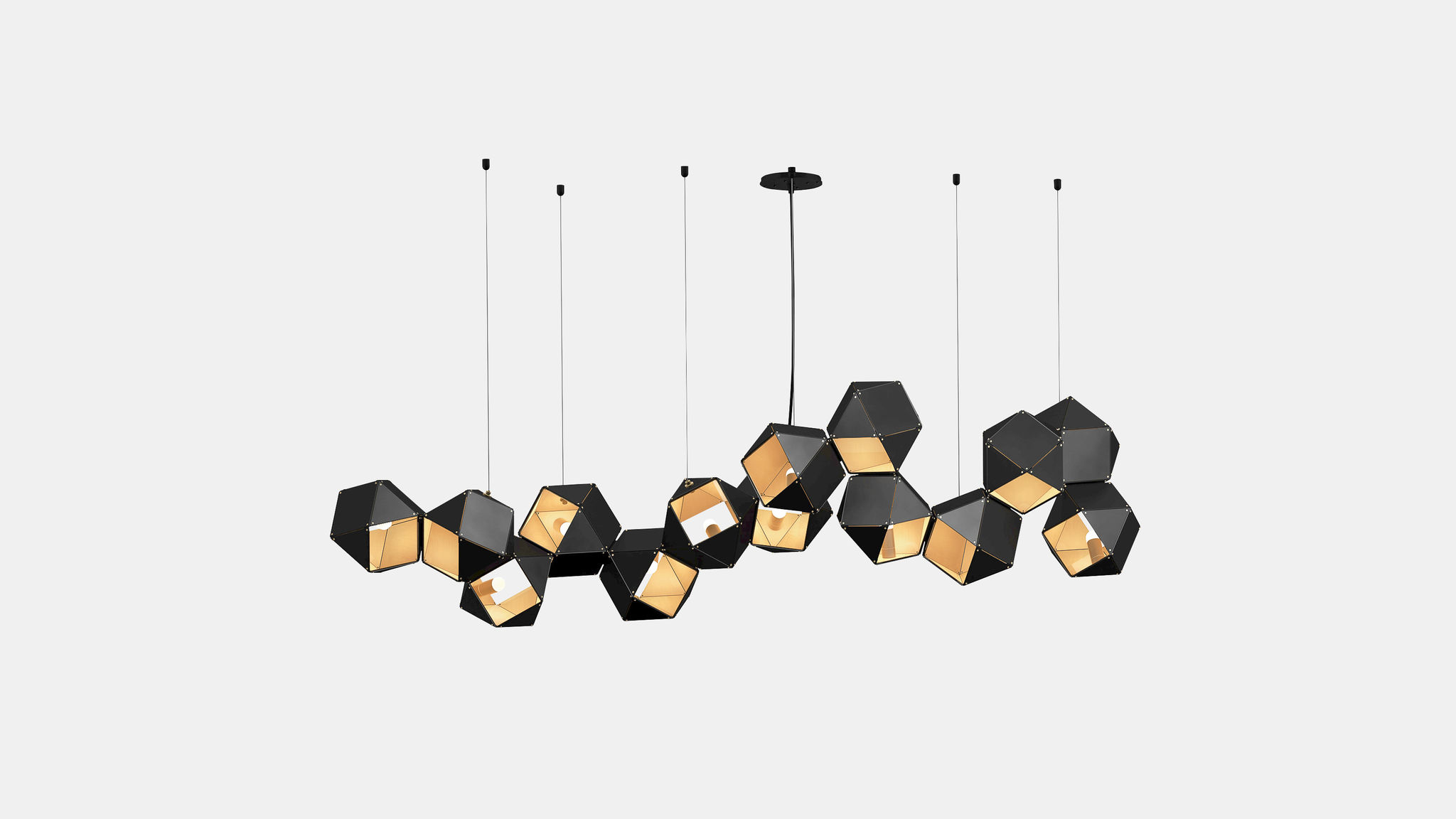 Twentieth GabrielScott WELLES Steel14LongChandelier Black Brass