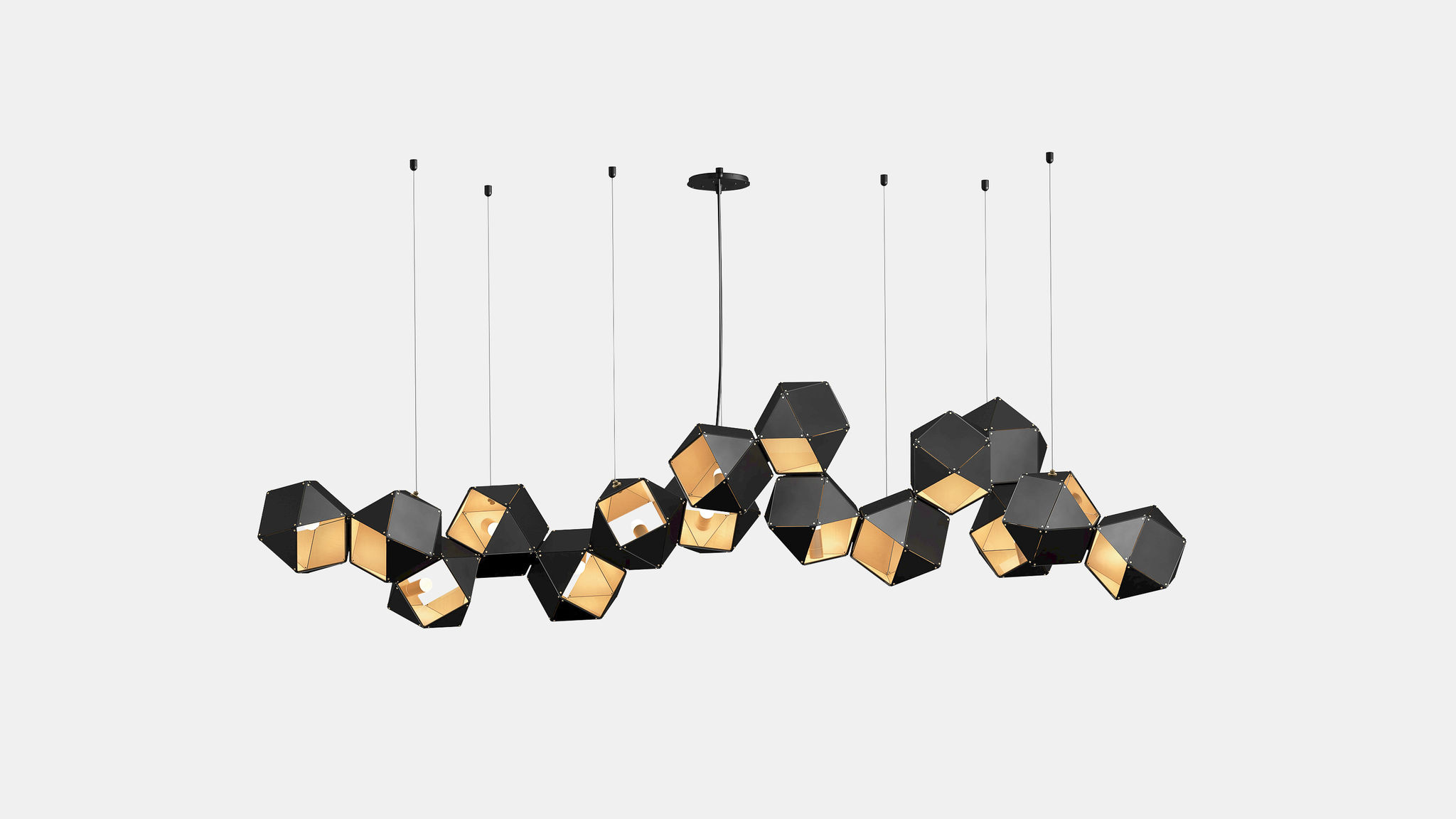 Twentieth GabrielScott WELLES Steel16LongChandelier Black Brass