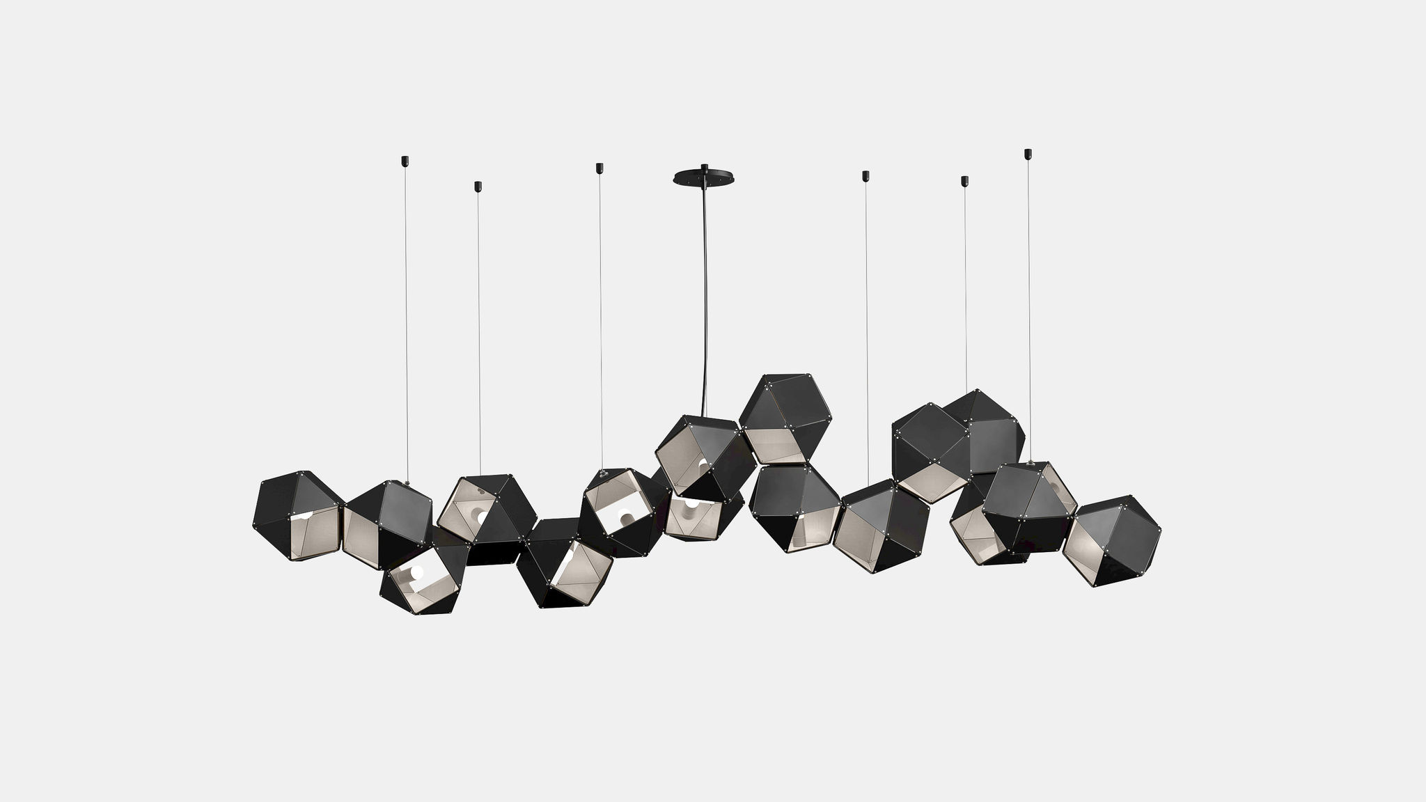 Twentieth GabrielScott WELLES Steel16LongChandelier Black Nickel