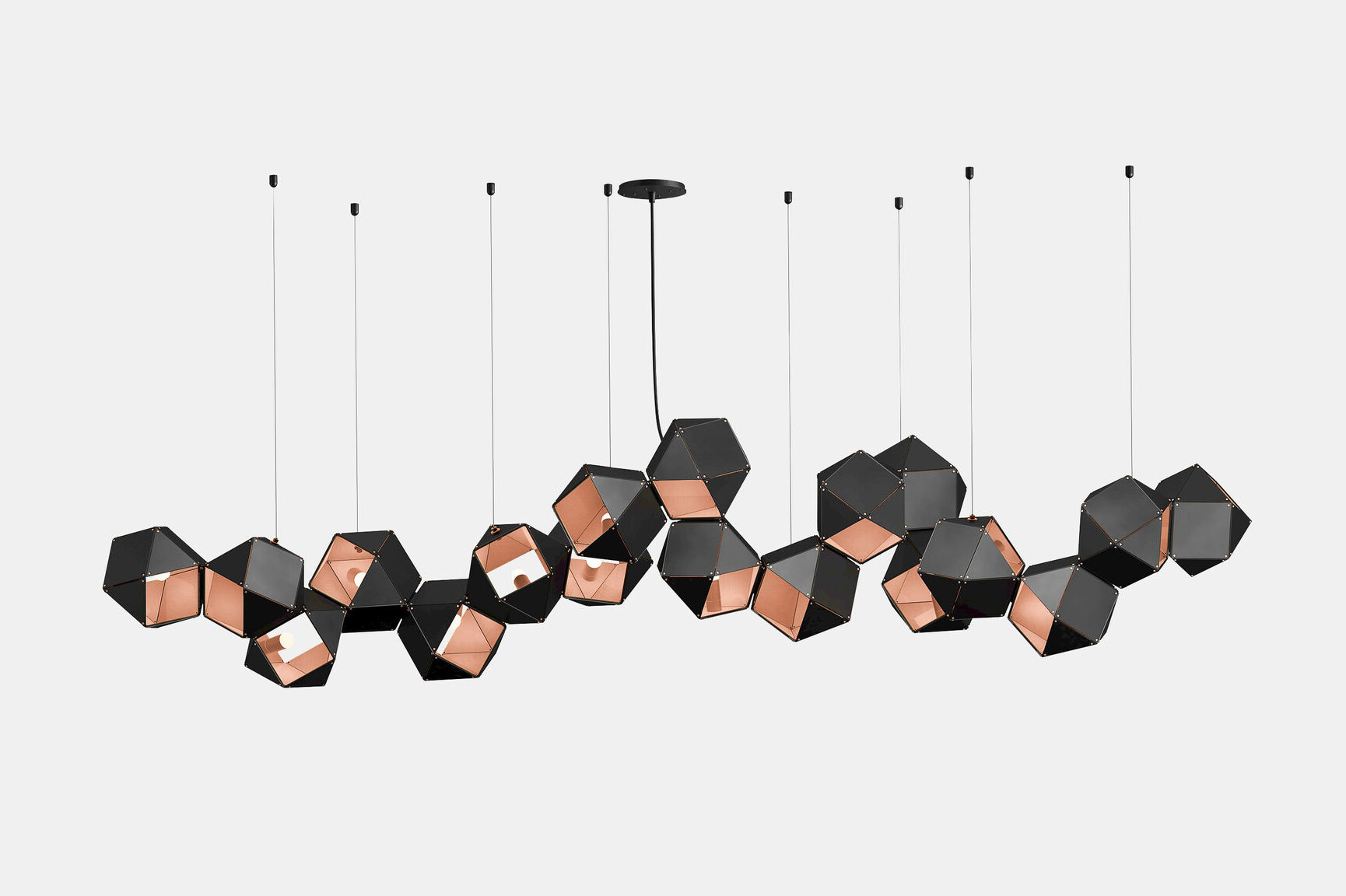 Twentieth GabrielScott WELLES Steel18LongChandelier Black Copper