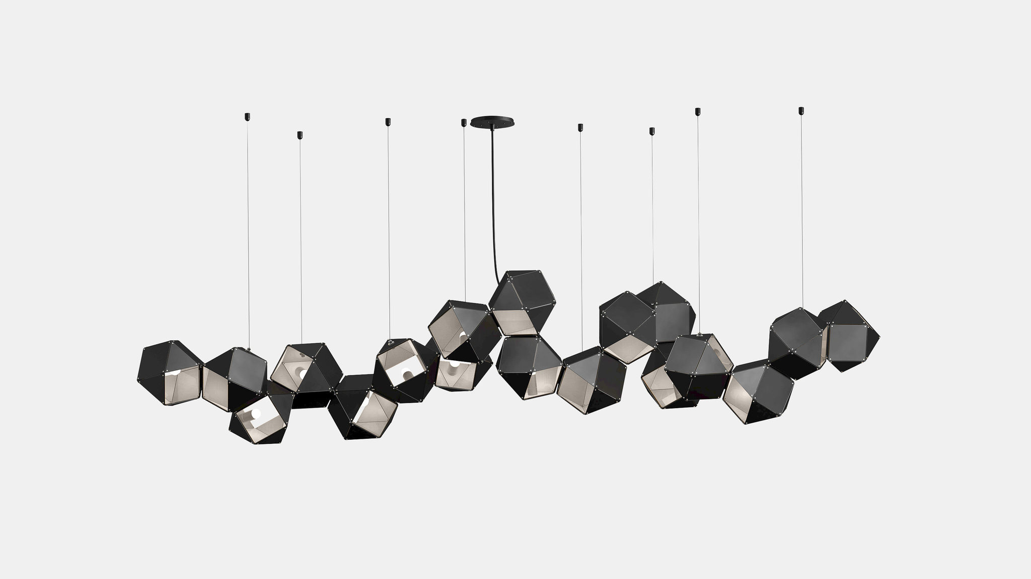 Twentieth GabrielScott WELLES Steel18LongChandelier Black Nickel