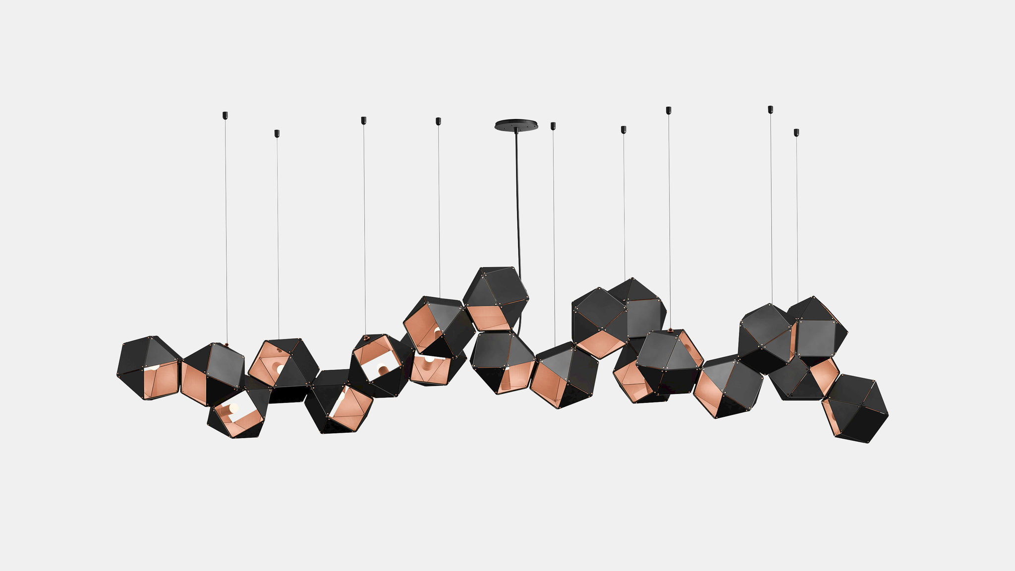 Twentieth GabrielScott WELLES Steel20LongChandelier Black Copper