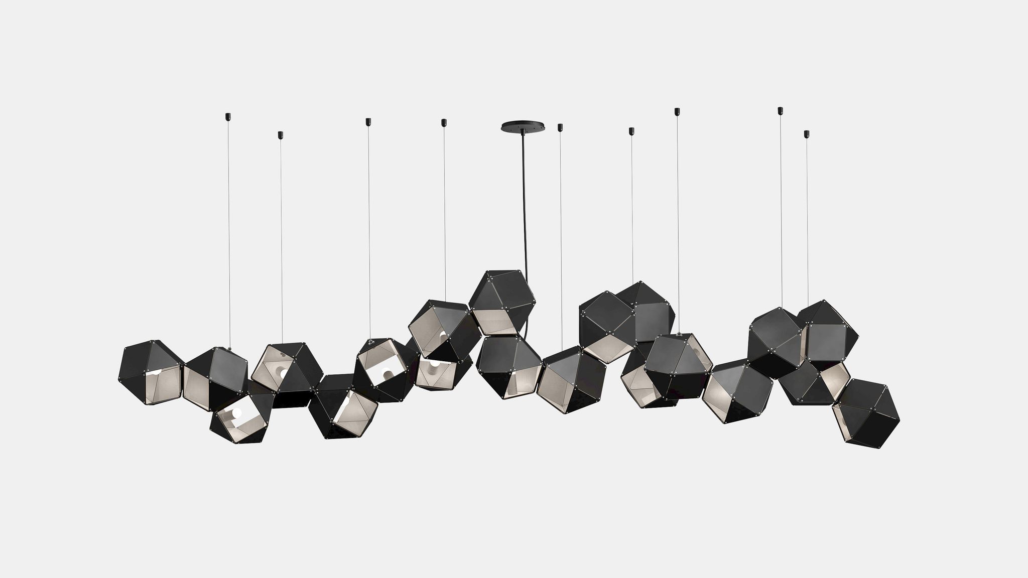 Twentieth GabrielScott WELLES Steel20LongChandelier Black Nickel