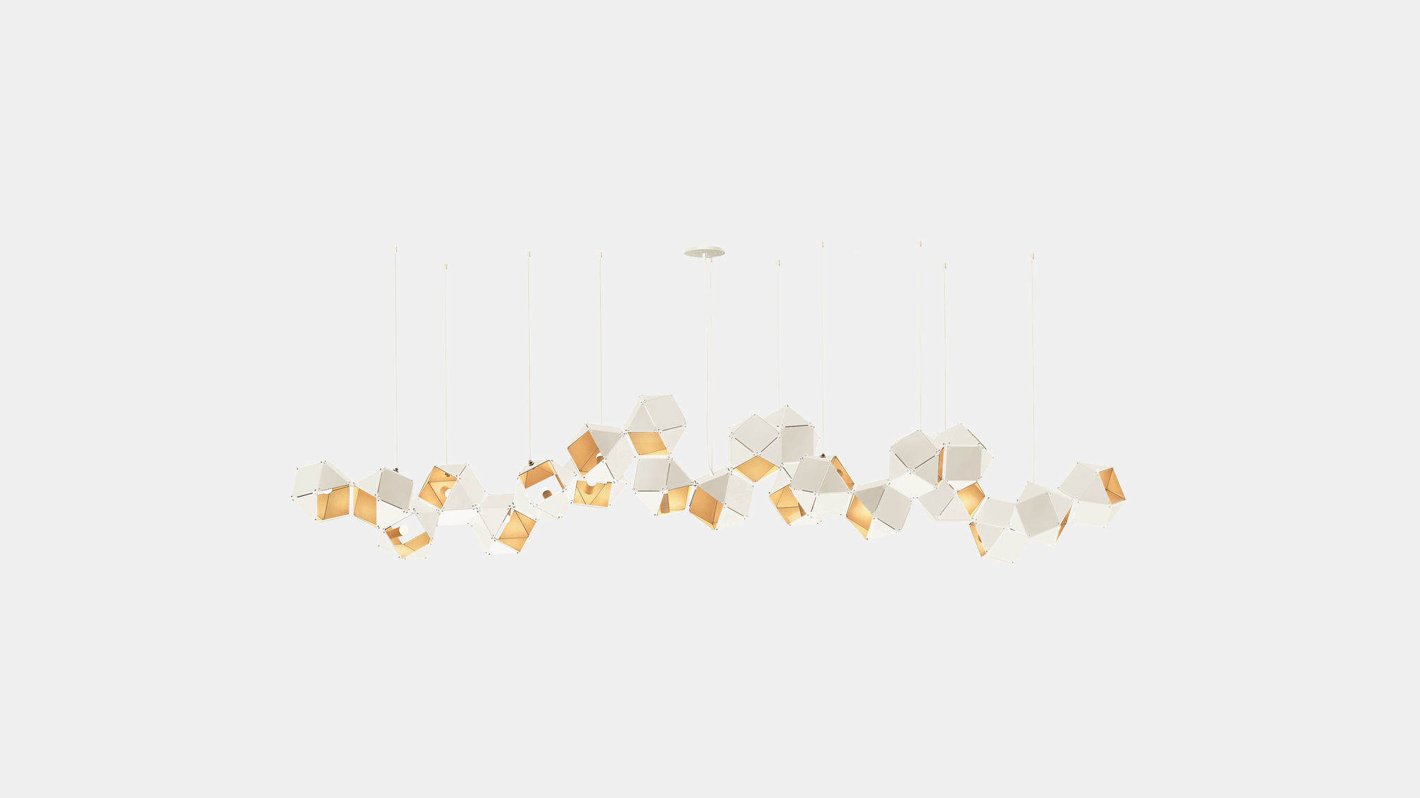 Twentieth GabrielScott WELLES Steel22LongChandelier White Brass