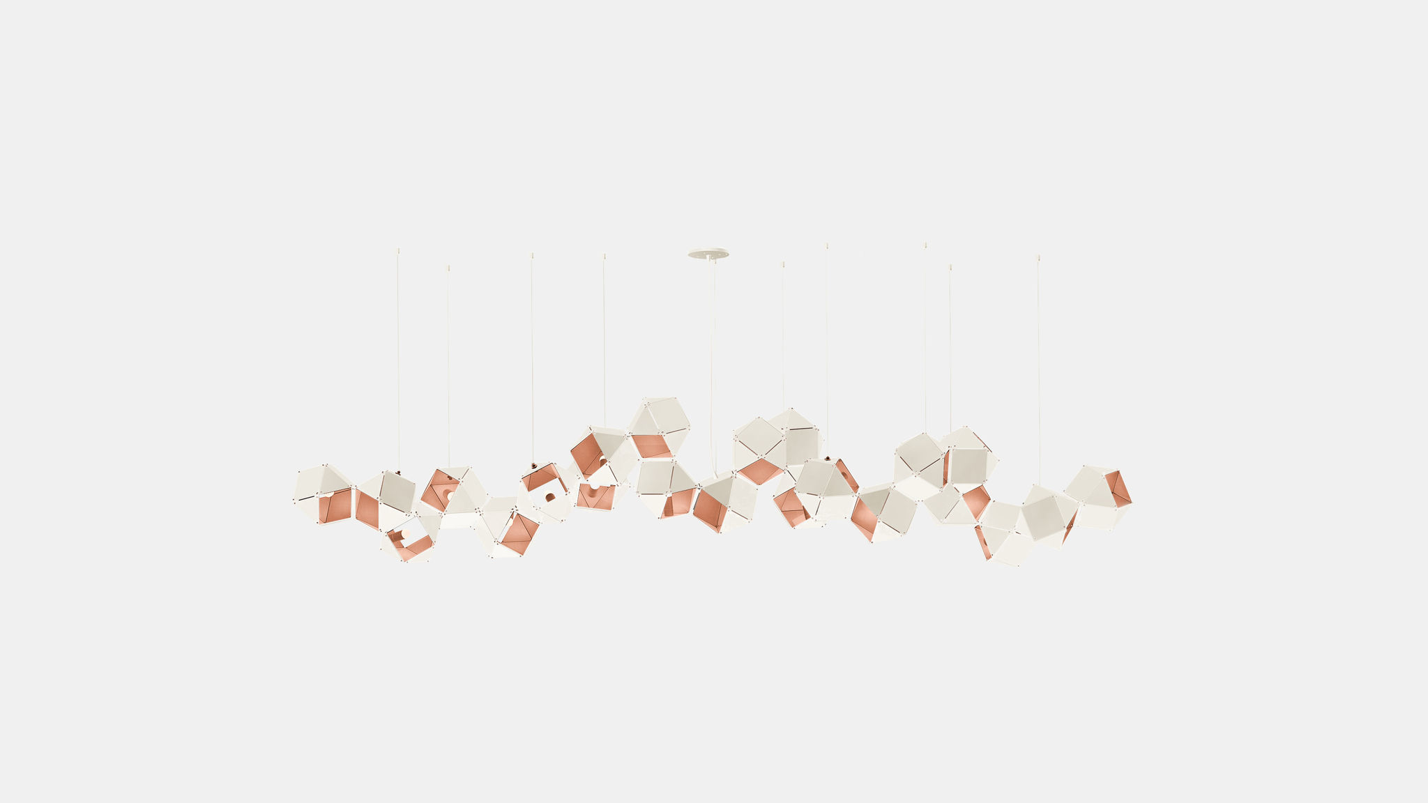 Twentieth GabrielScott WELLES Steel22LongChandelier White Copper 2