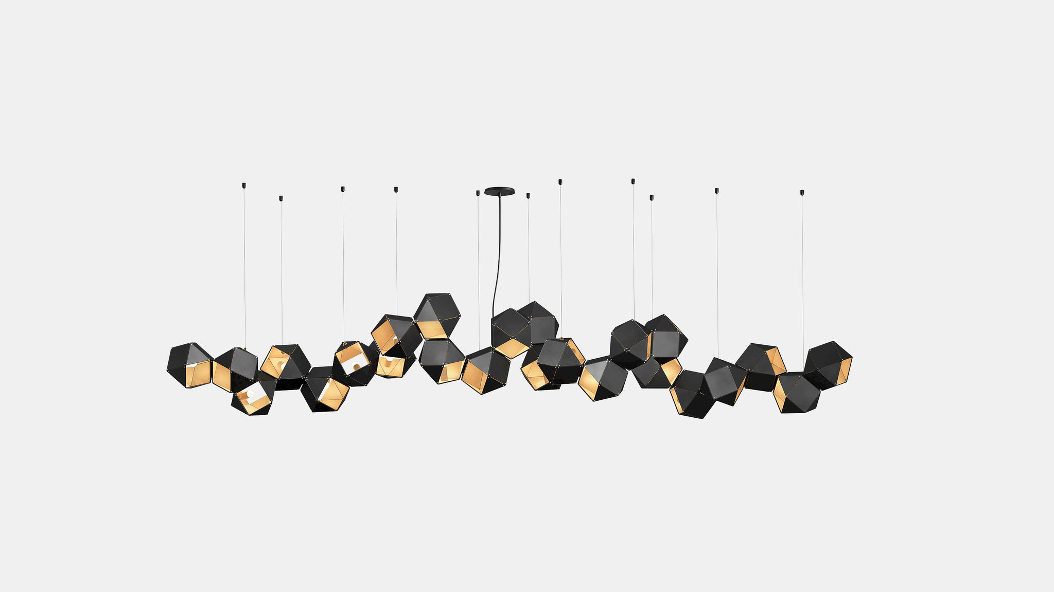 Twentieth GabrielScott WELLES Steel24LongChandelier Black Brass