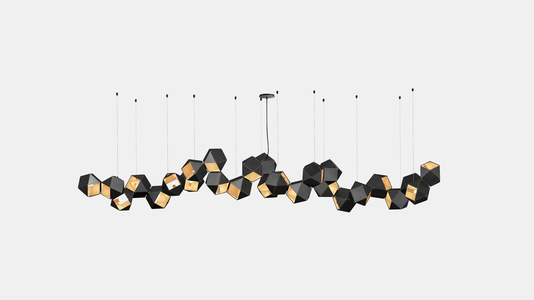 Twentieth GabrielScott WELLES Steel26LongChandelier Black Brass