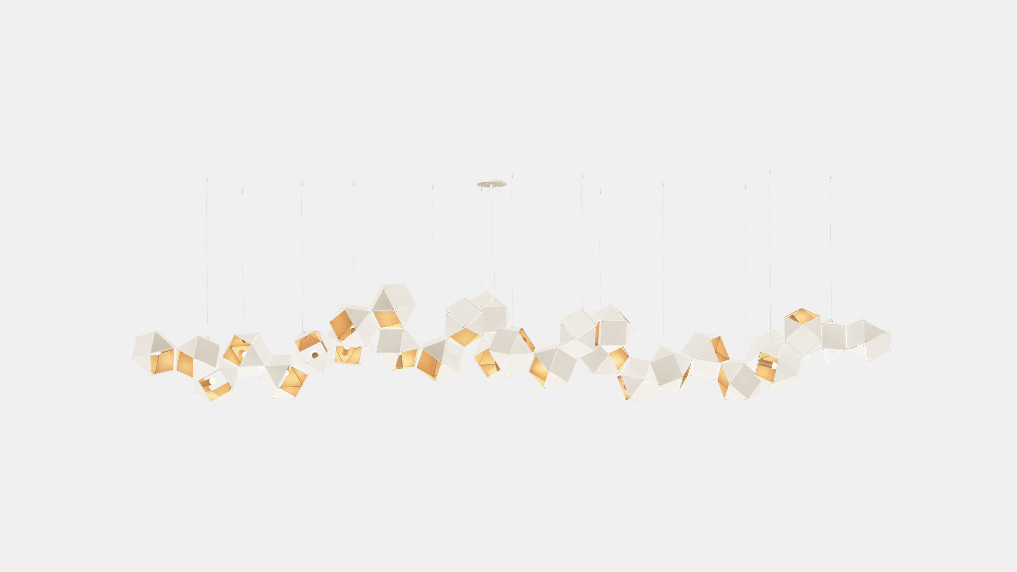 Twentieth GabrielScott WELLES Steel28LongChandelier White Brass