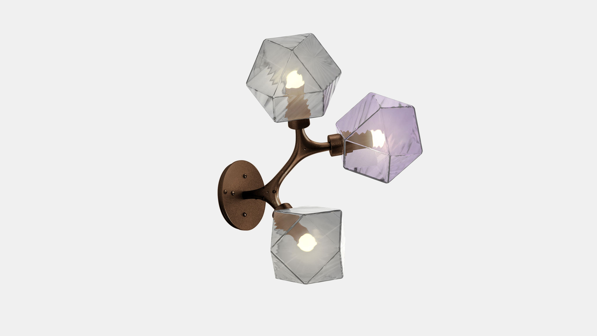 Twentieth GabrielScott WELLES TriplePendantSconce DR SmokedPurpleGray Bronze 2