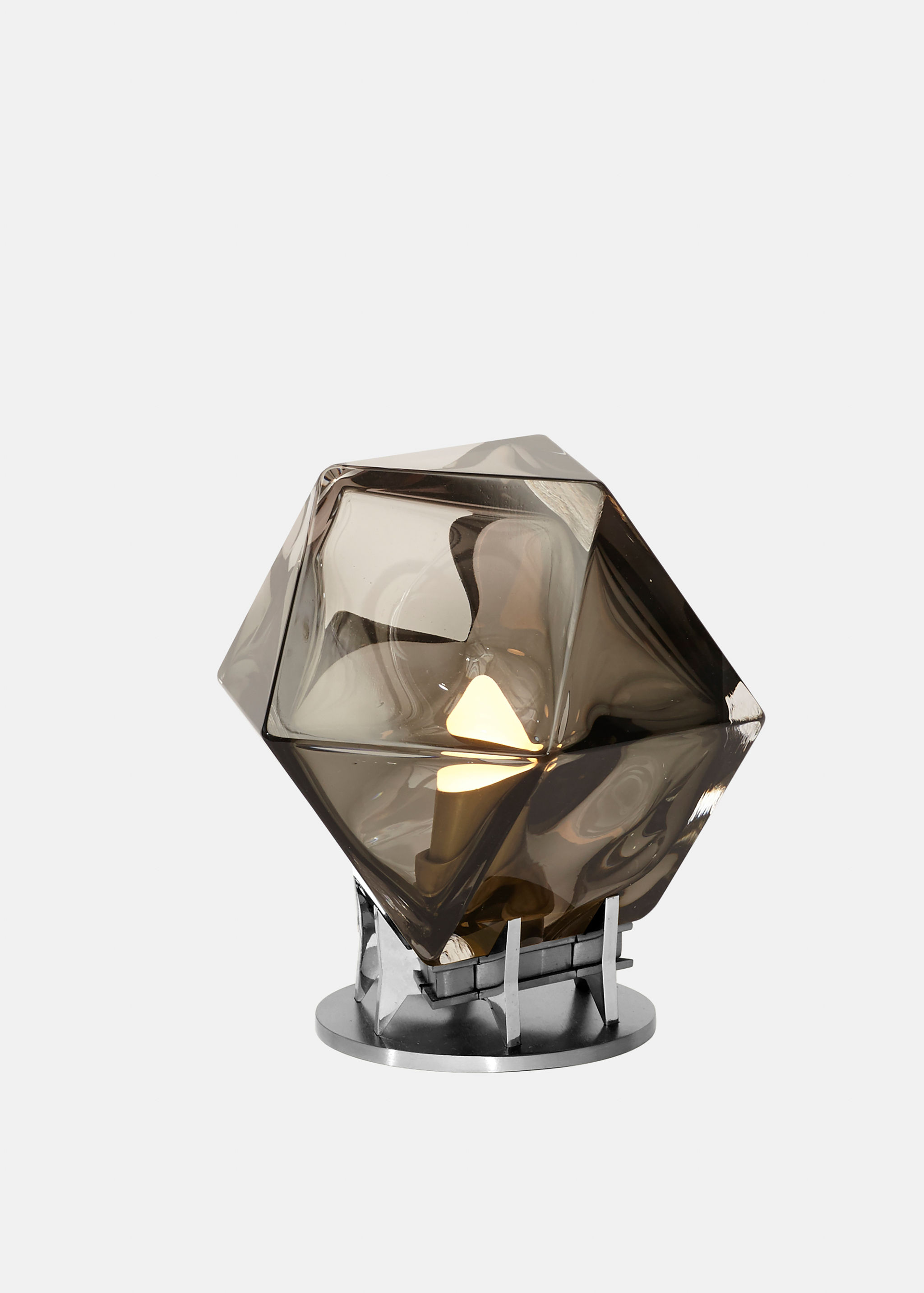 Twentieth WELLES DoubleBlownGlassDeskLamp Smoked Nickel