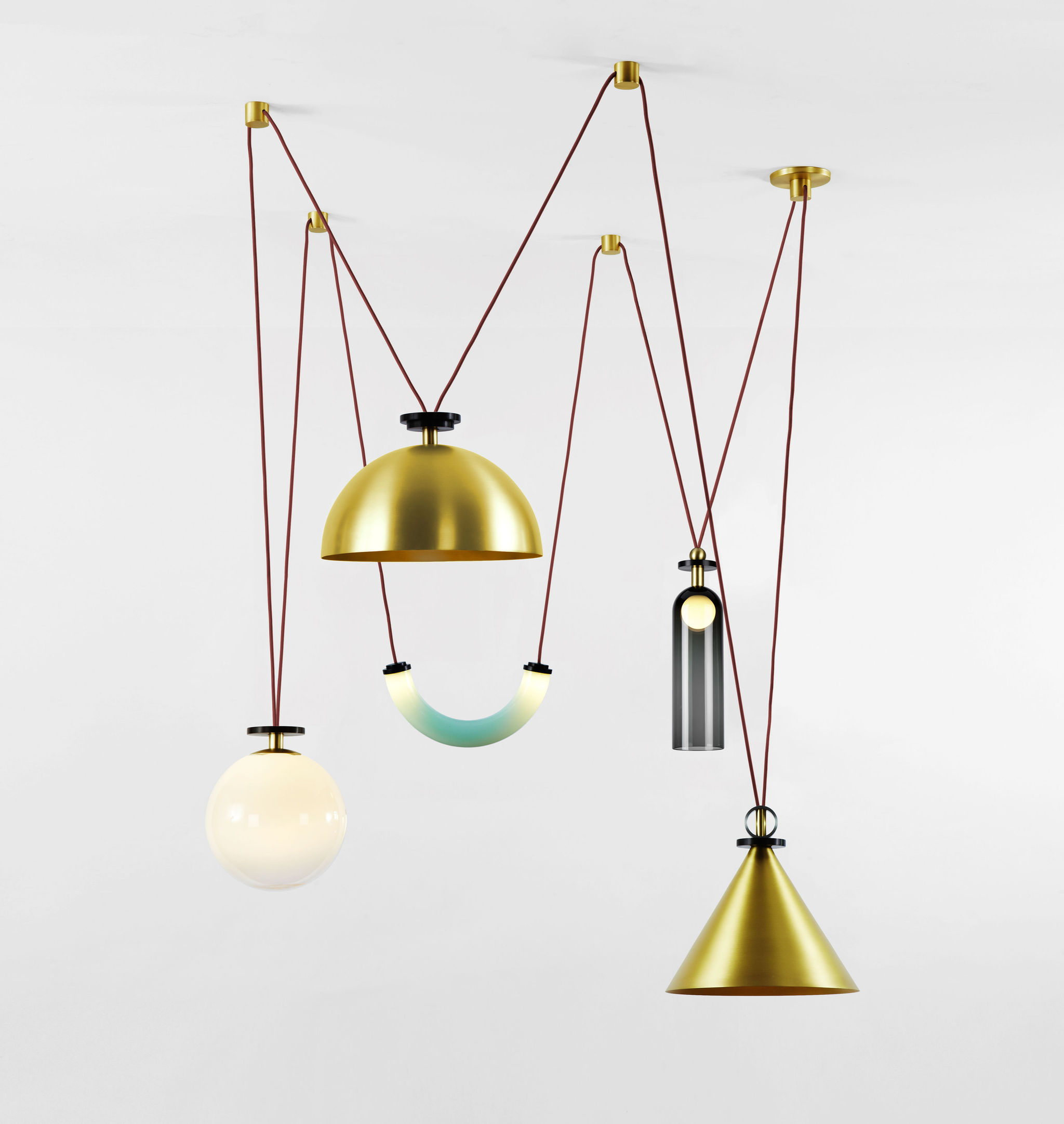Twentieth RollHill SHAPEUP 5Chandelier BrassBrass