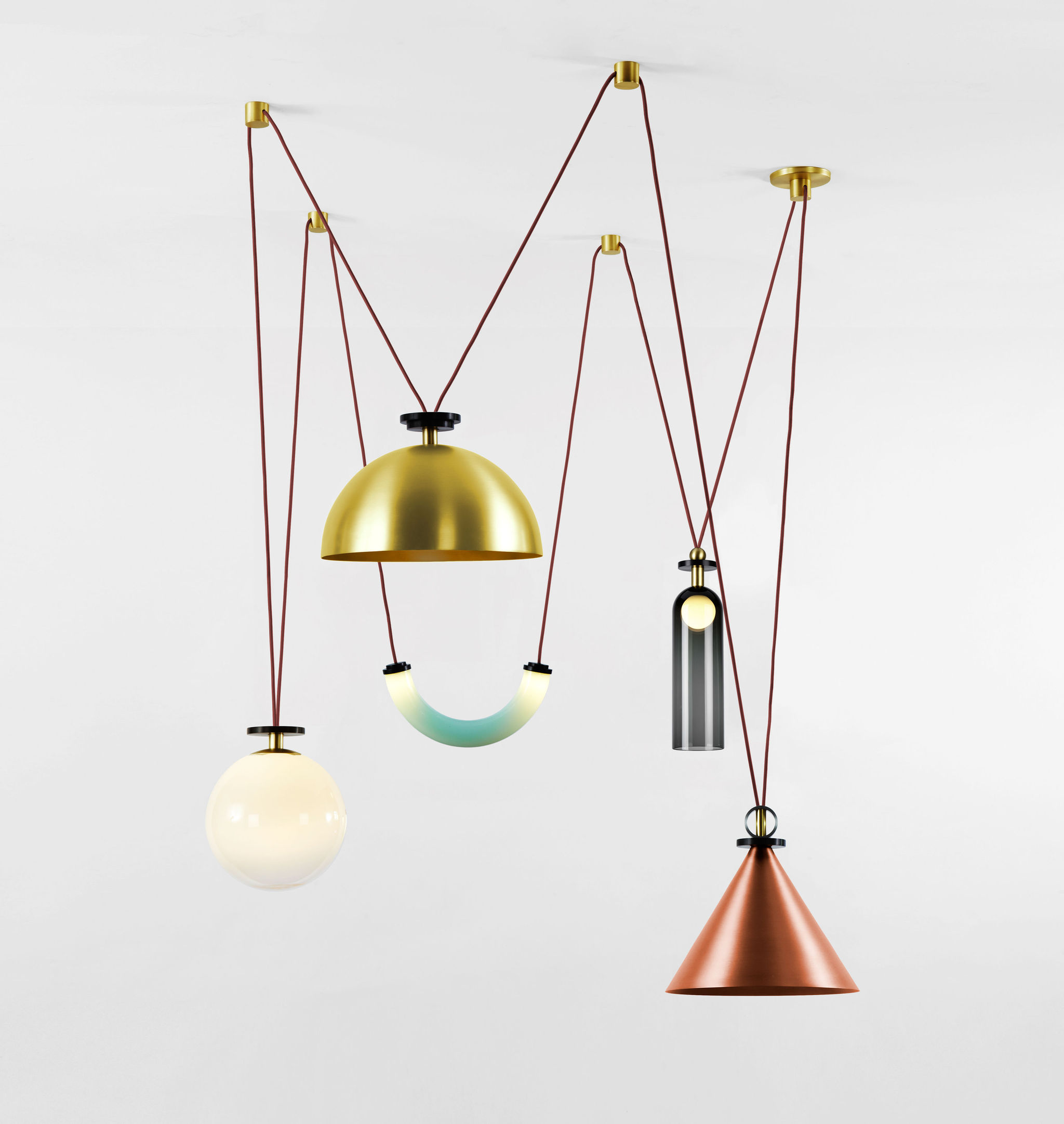 VTwentieth RollHill SHAPEUP 5Chandelier BrassCopper