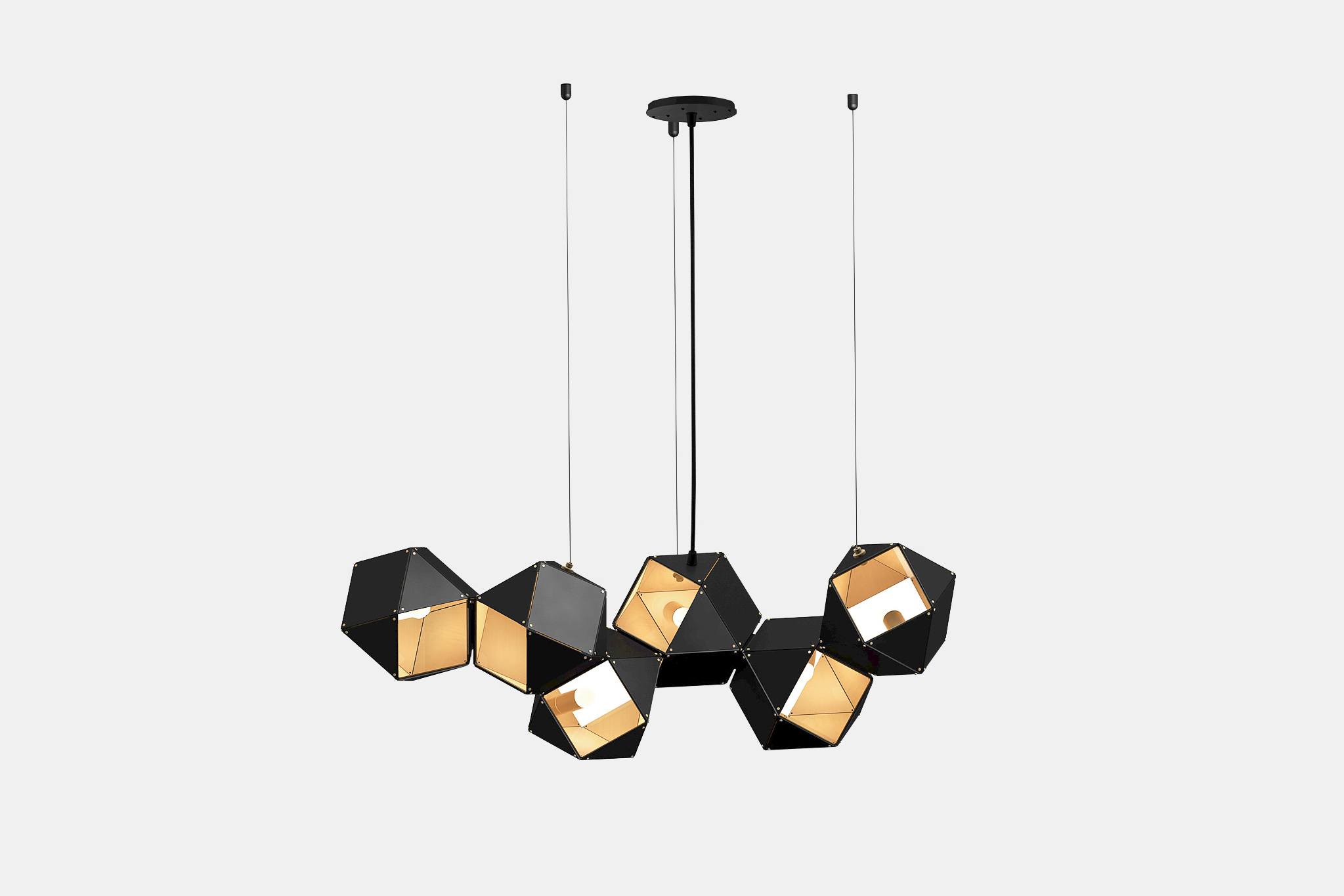 Twentieth GabrielScott WELLES Steel6LongChandelier Black Brass