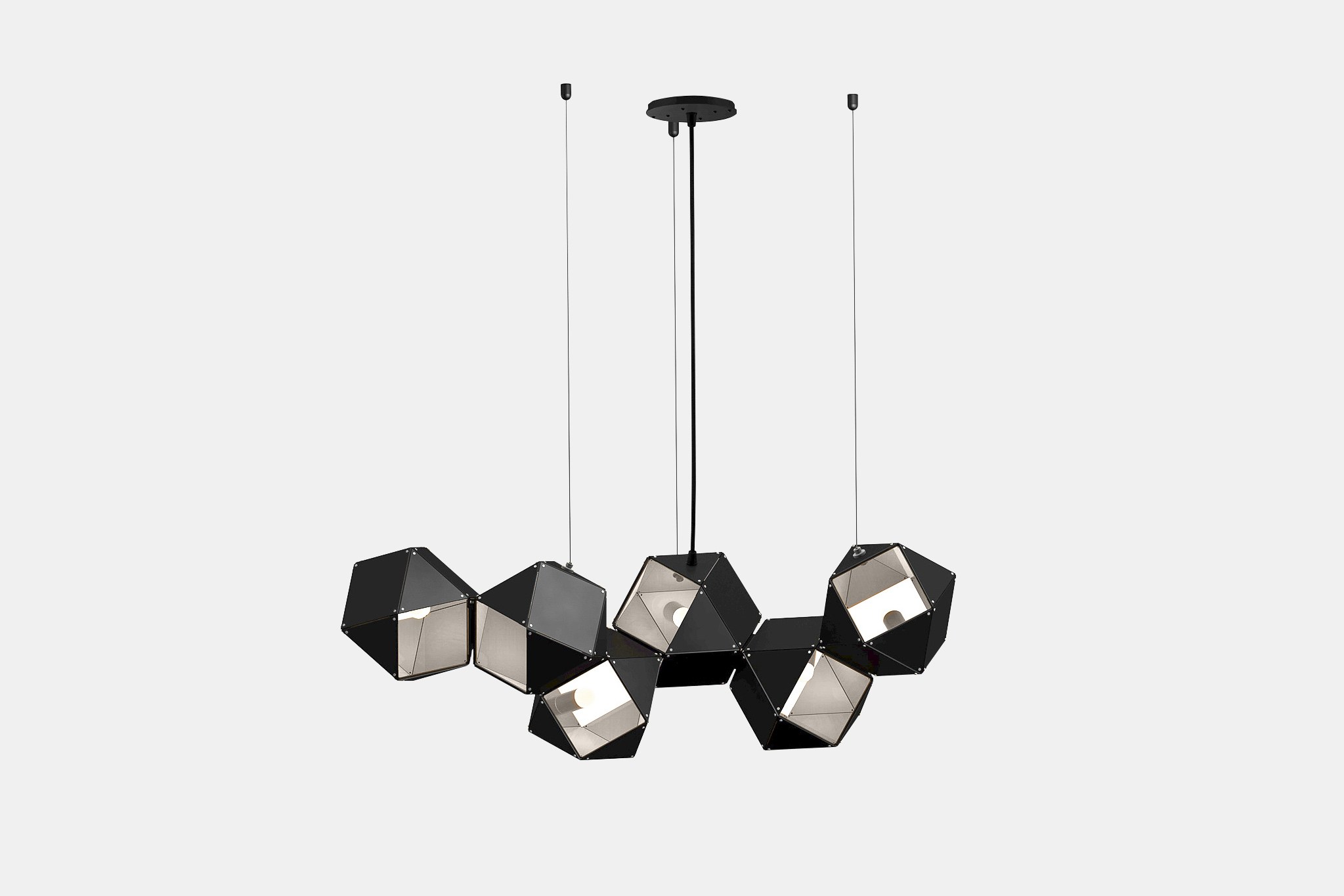 Twentieth GabrielScott WELLES Steel6LongChandelier Black Nickel