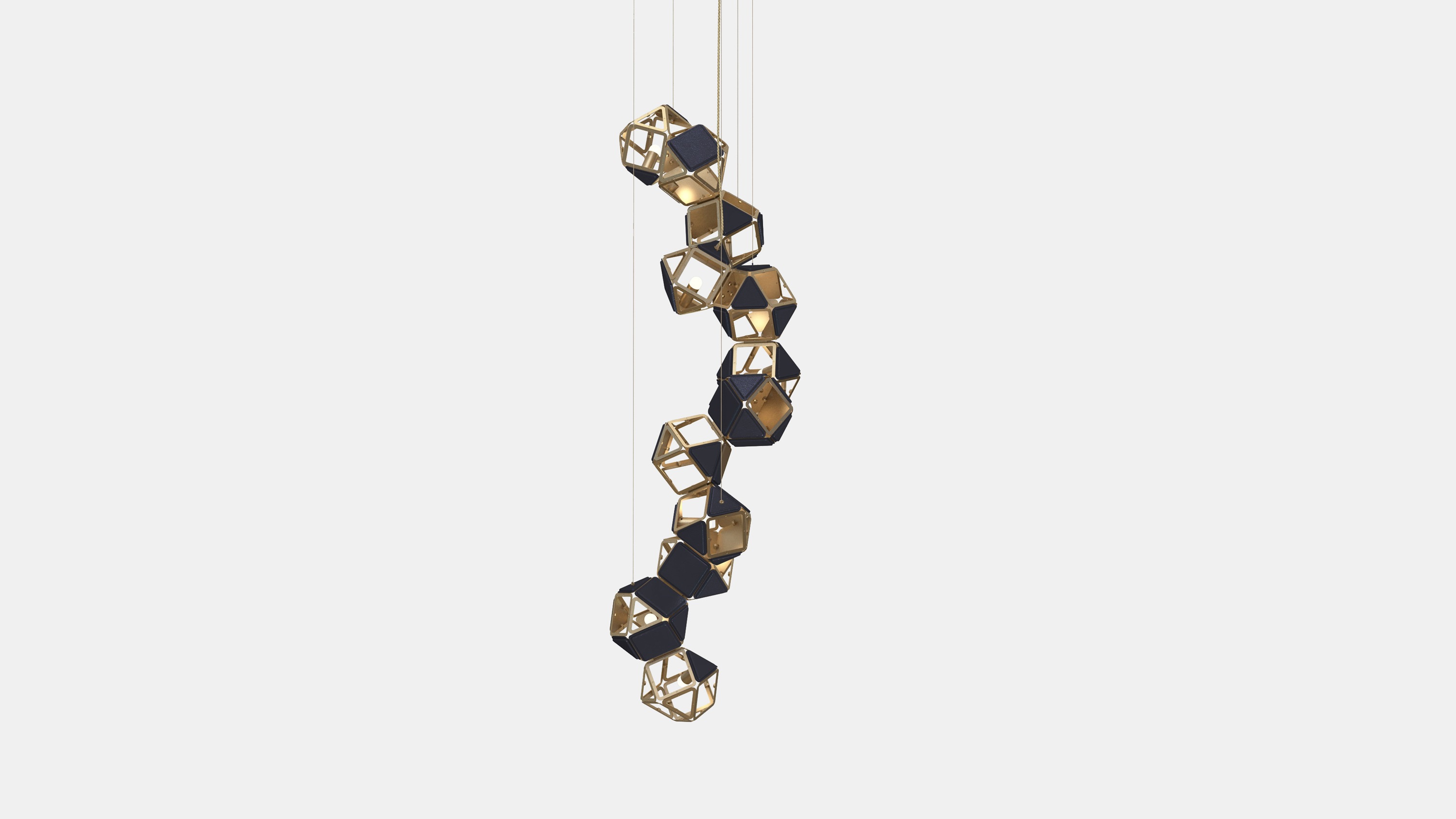Twentieth_GabrielScott_WELLES_VerticalChandelier_SM_Brass_NavyLeather