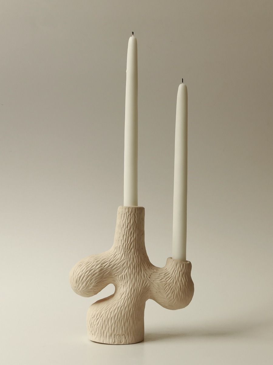 Twentieth Jan Earnst Forest Candelabra White Stoneware Clay 01 02