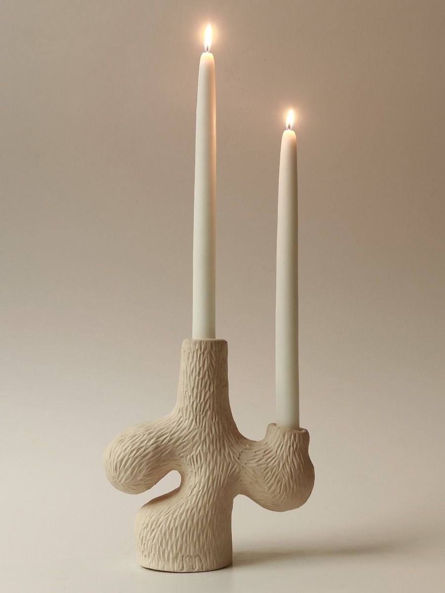 Twentieth Jan Earnst Forest Candelabra White Stoneware Clay 01 03