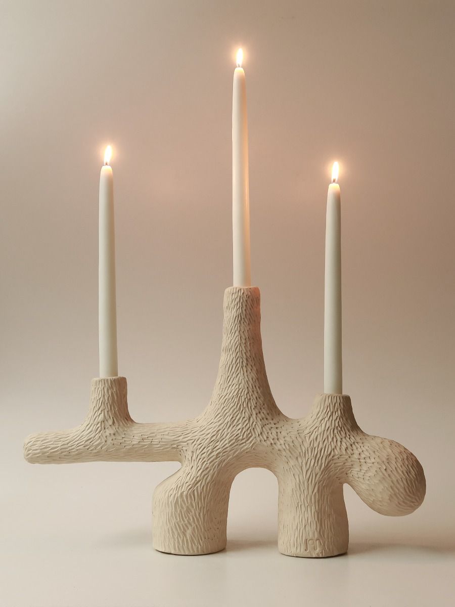 Twentieth Jan Earnst Forest Candelabra White Stoneware Clay 02 01