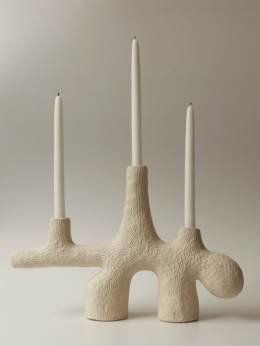 Twentieth Jan Earnst Forest Candelabra White Stoneware Clay 02 02
