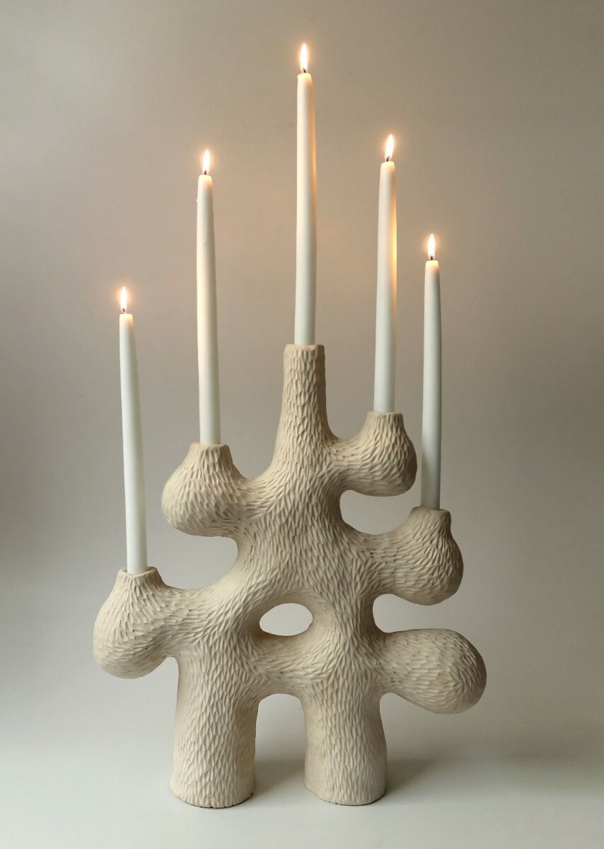 Twentieth Jan Earnst Forest Candelabra White Stoneware Clay 04 01