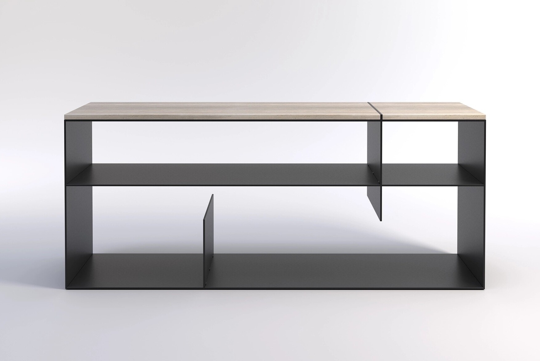 Division Console Flat Black Travertine 01 Beige Silver Travertine W