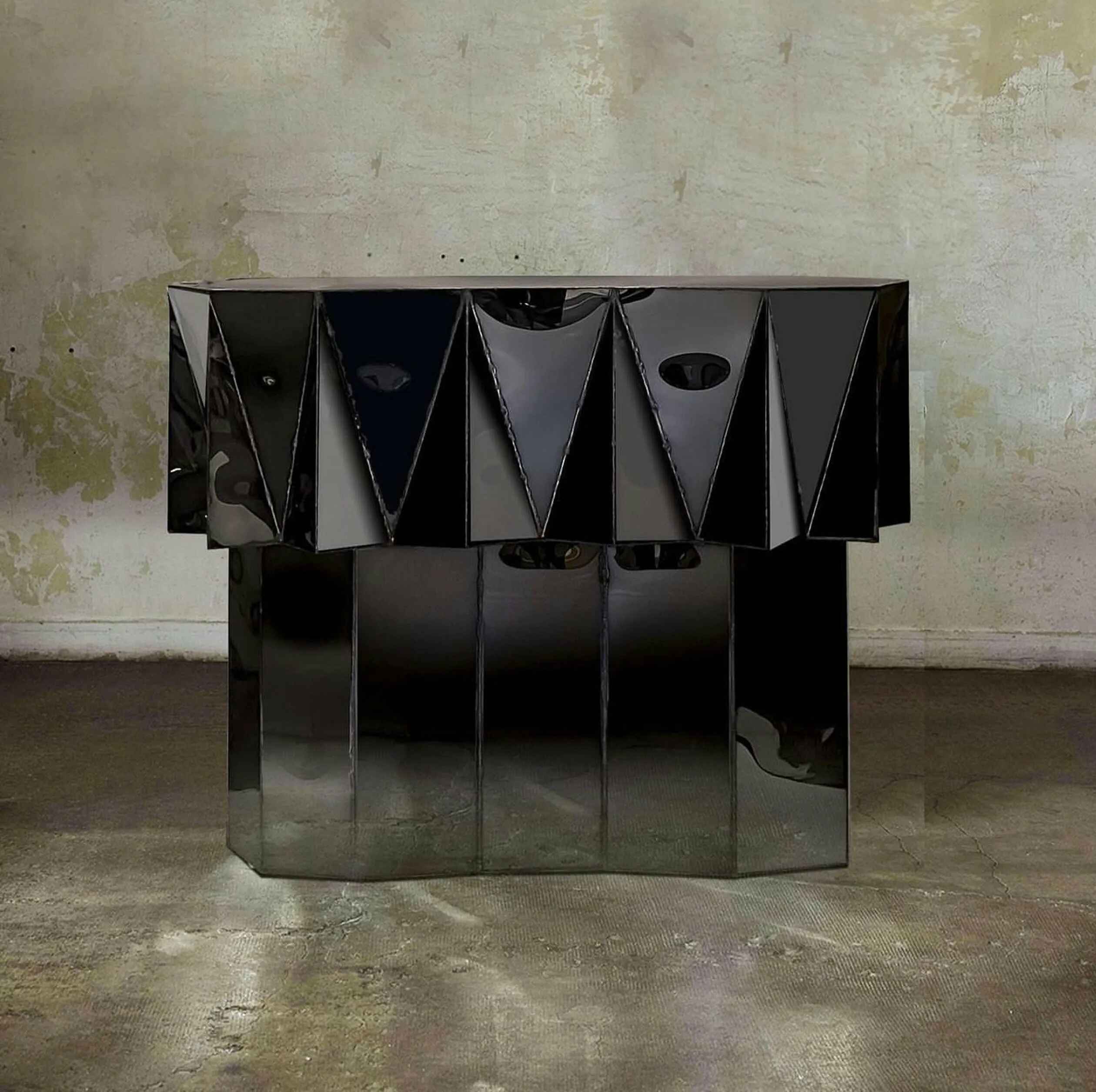 Jagged Edge Console In Welded Mirror Polished Stainless Steel By Julian Mayor 6 1.jpg
